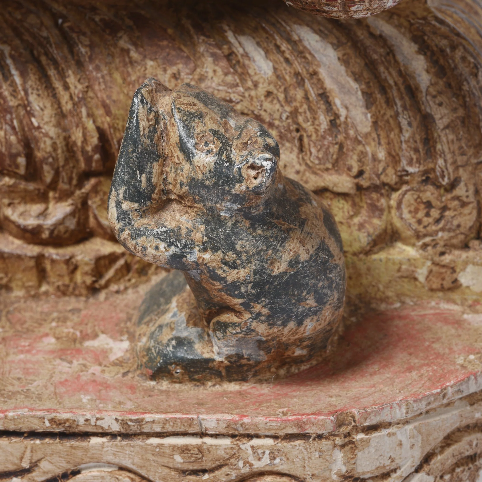 Carved & Painted Wooden South Indian Ganesh Statue - Reproduction - Image 7