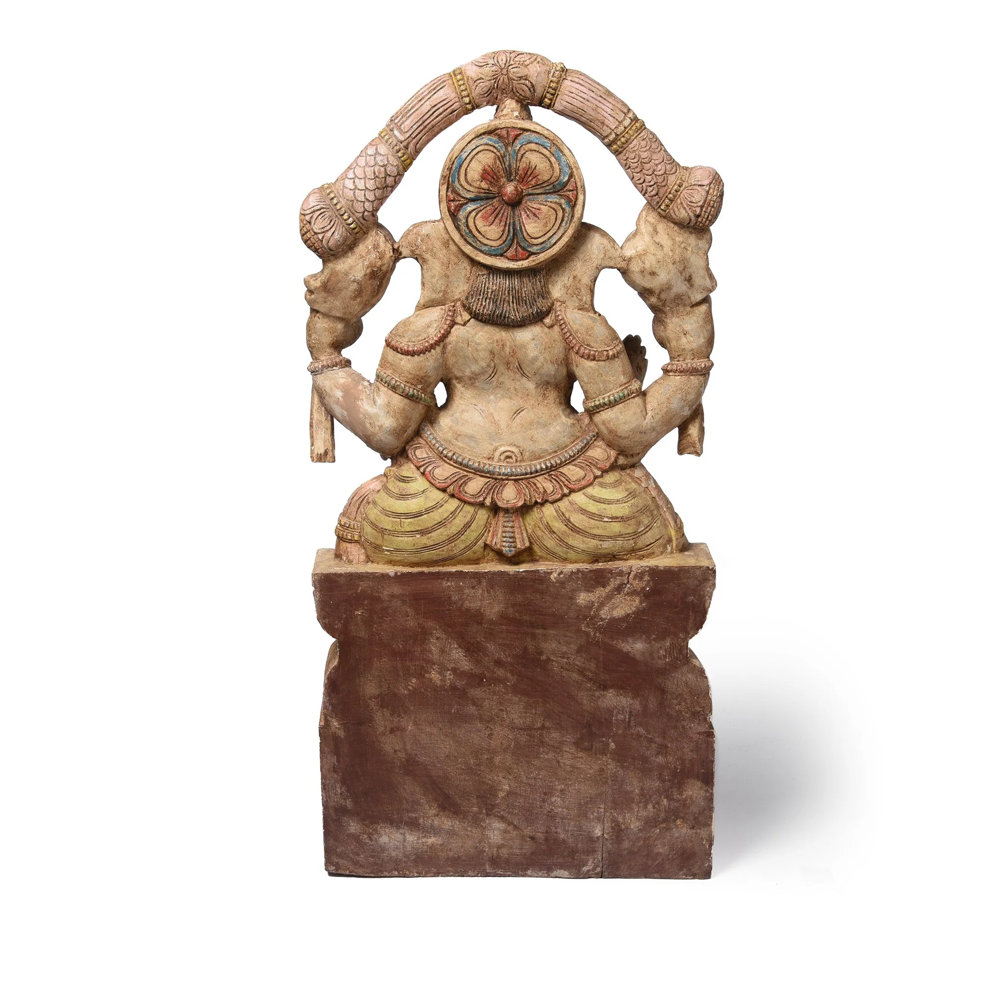 Carved & Painted Wooden South Indian Ganesh Statue - Reproduction - Image 8