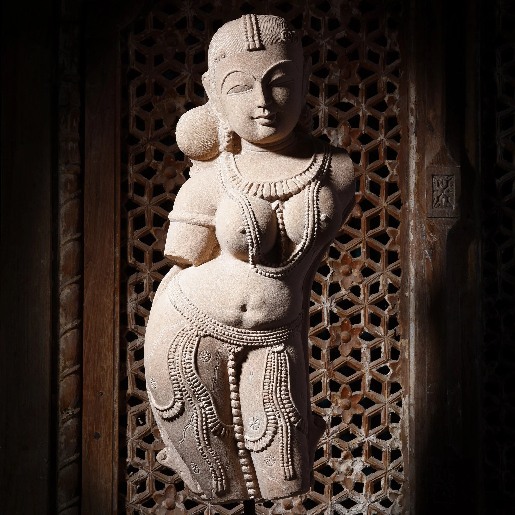 Carved Indian Stone Apsara Statue