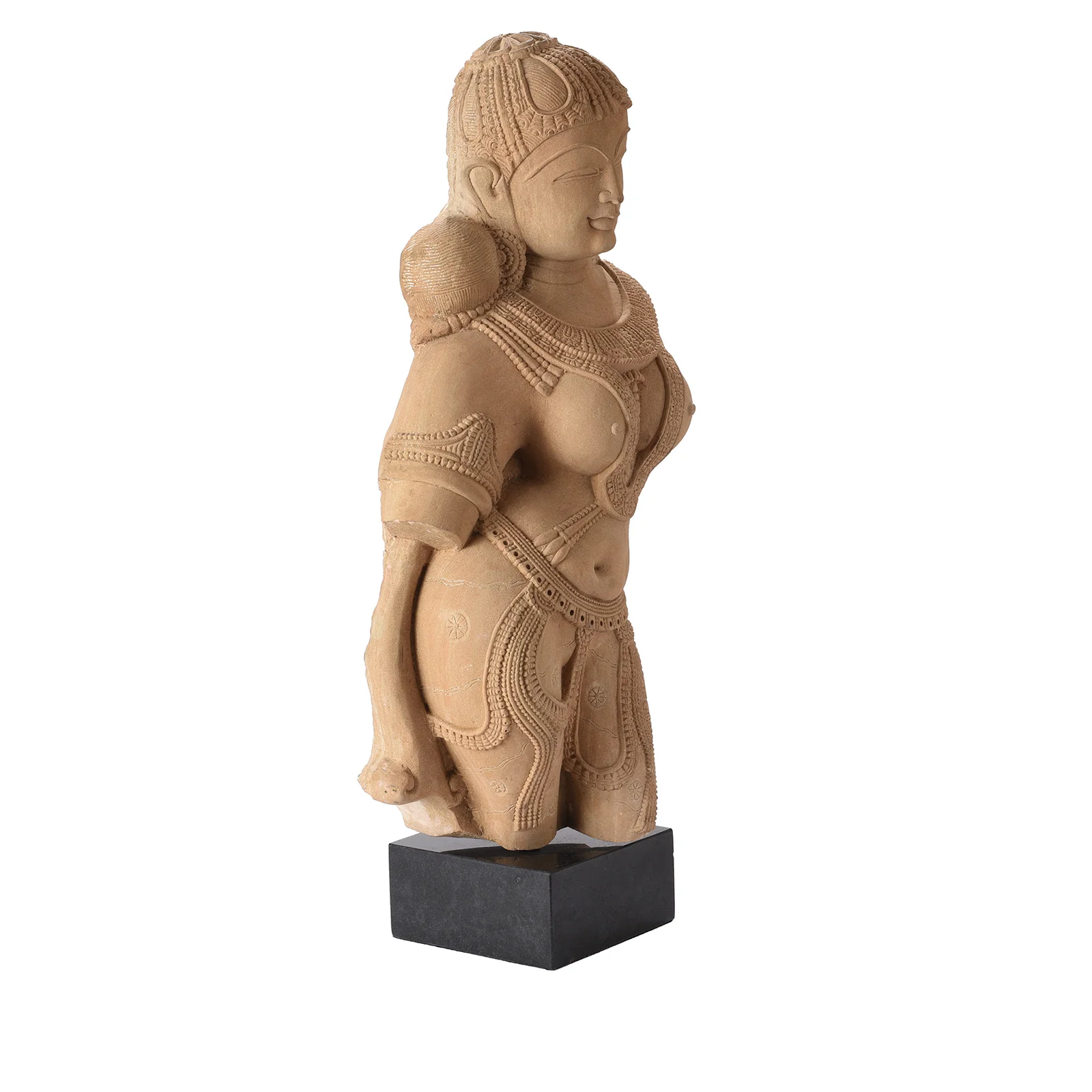 Carved Indian Stone Apsara Statue - Image 3
