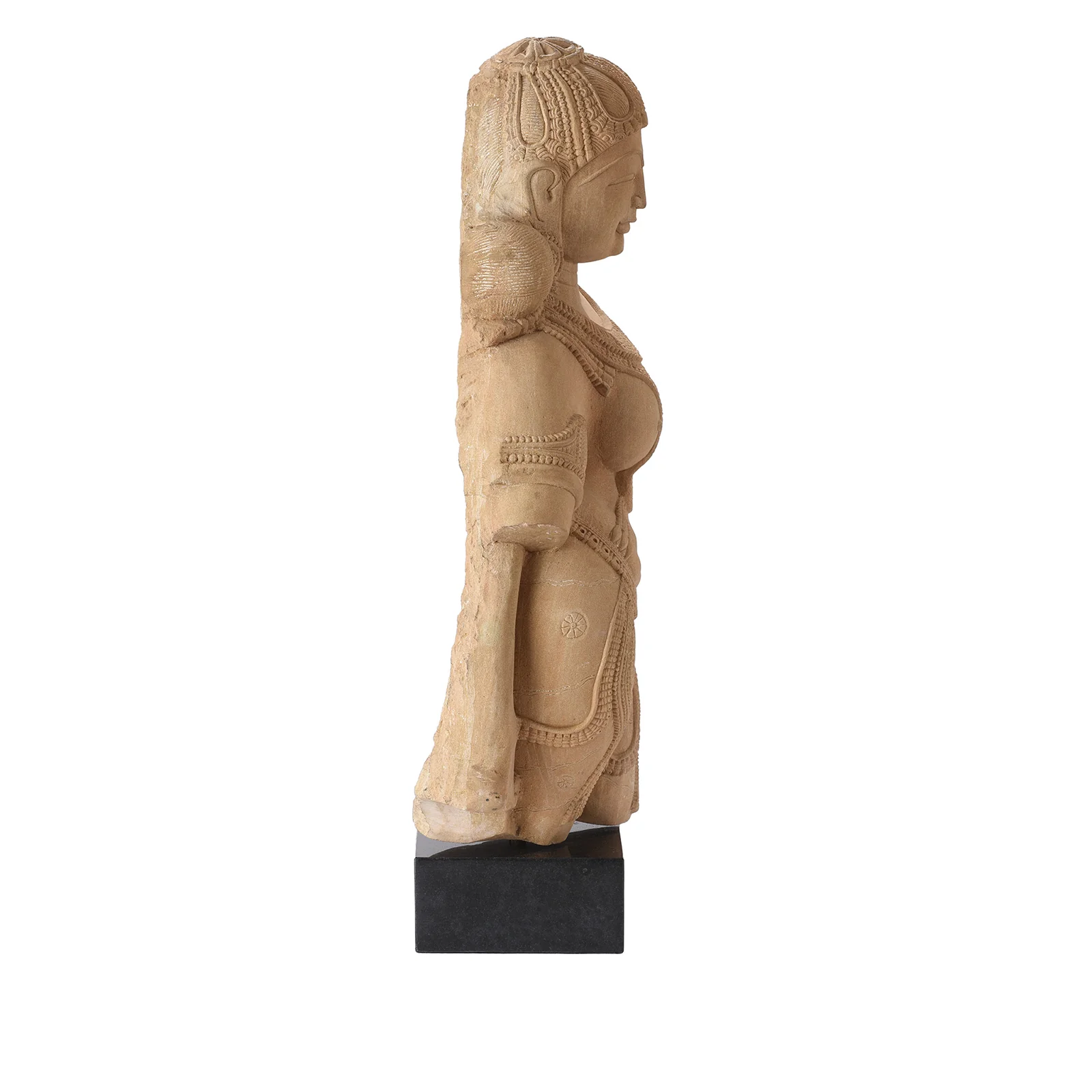 Carved Indian Stone Apsara Statue - Image 4