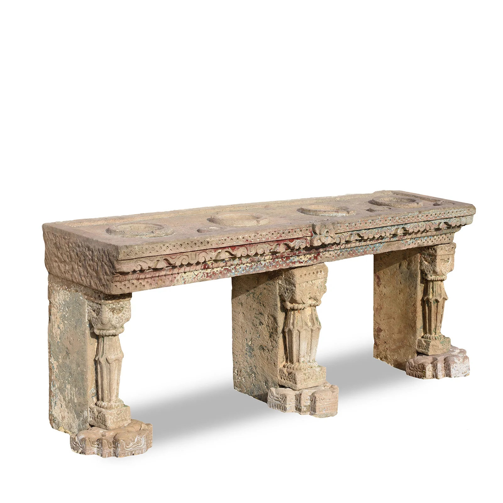Carved Stone Indian Water Pot Stand (Parinda) From Gujarat - 19thC - Image 4