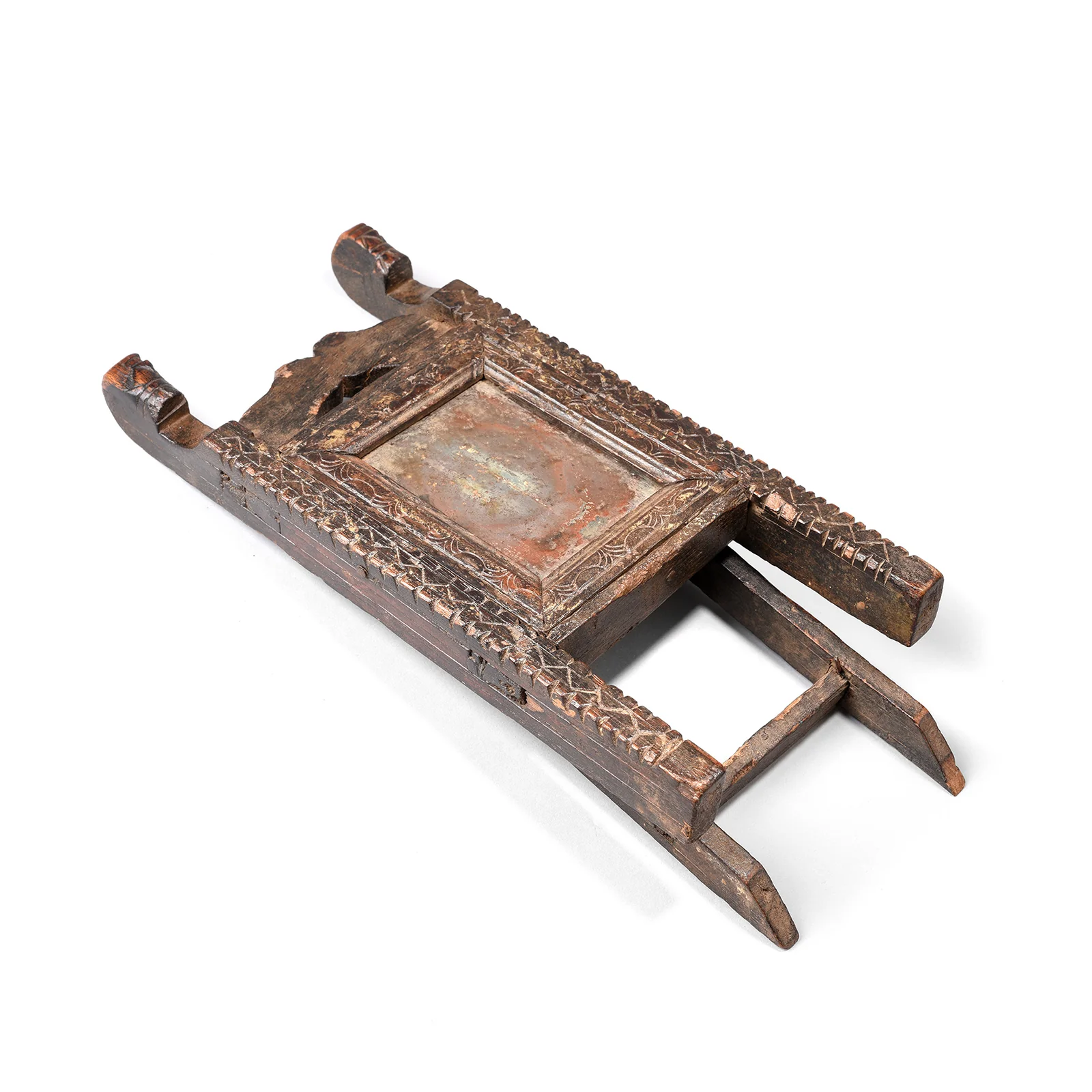 Carved Teak Indian Tribal Mirror From Banswara - Ca 1920 - Image 4