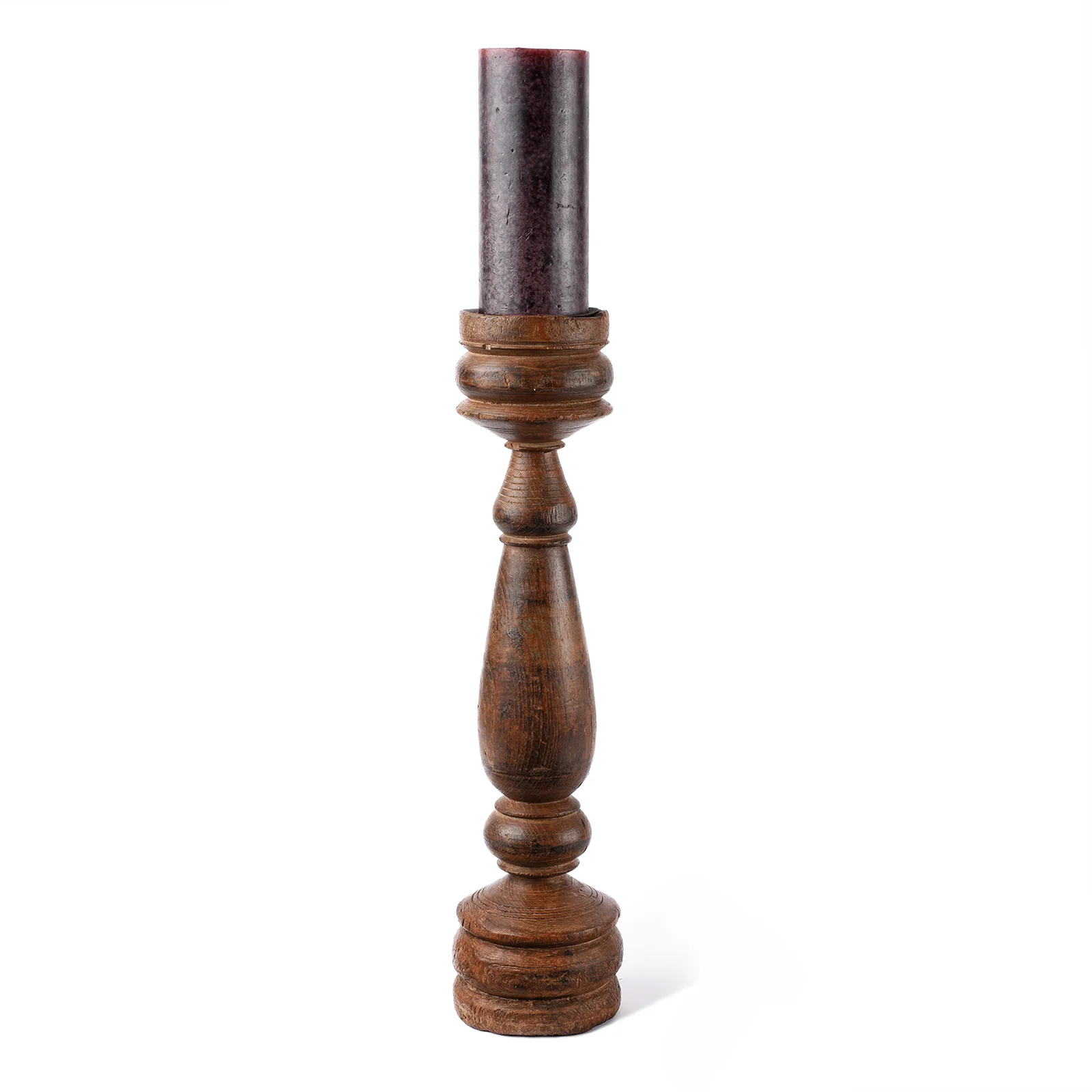 Carved Teak Candle Stick From Banswara - Ca 1920 - Image 5