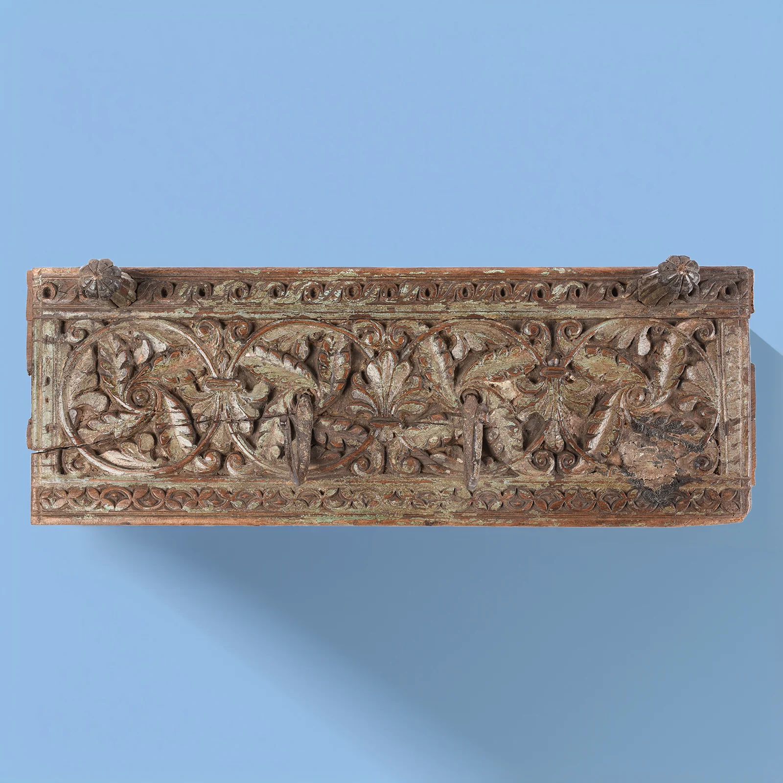Old Carved Teak Coat Hook Panel - Circa 100 Yrs Old