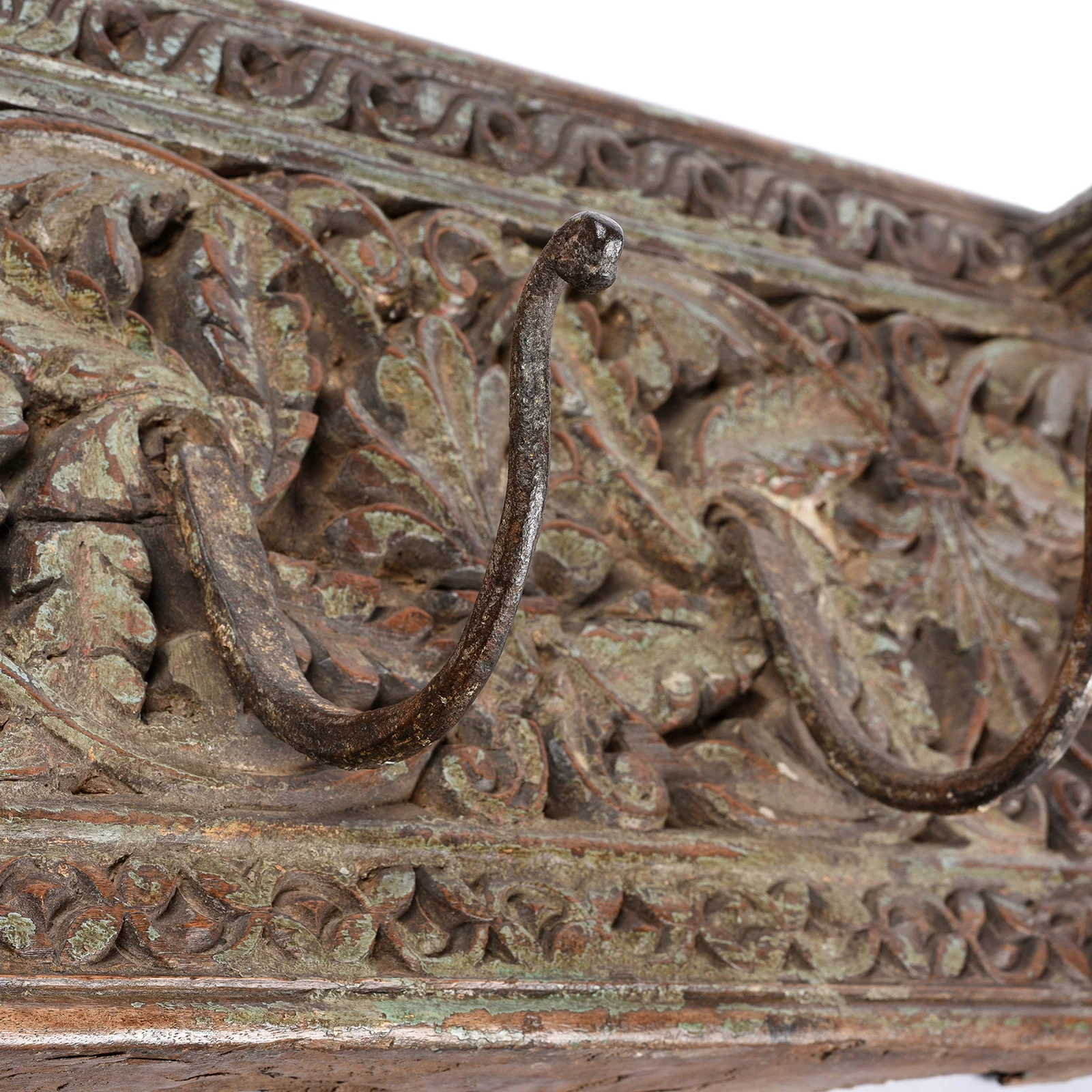 Old Carved Teak Coat Hook Panel - Circa 100 Yrs Old - Image 5