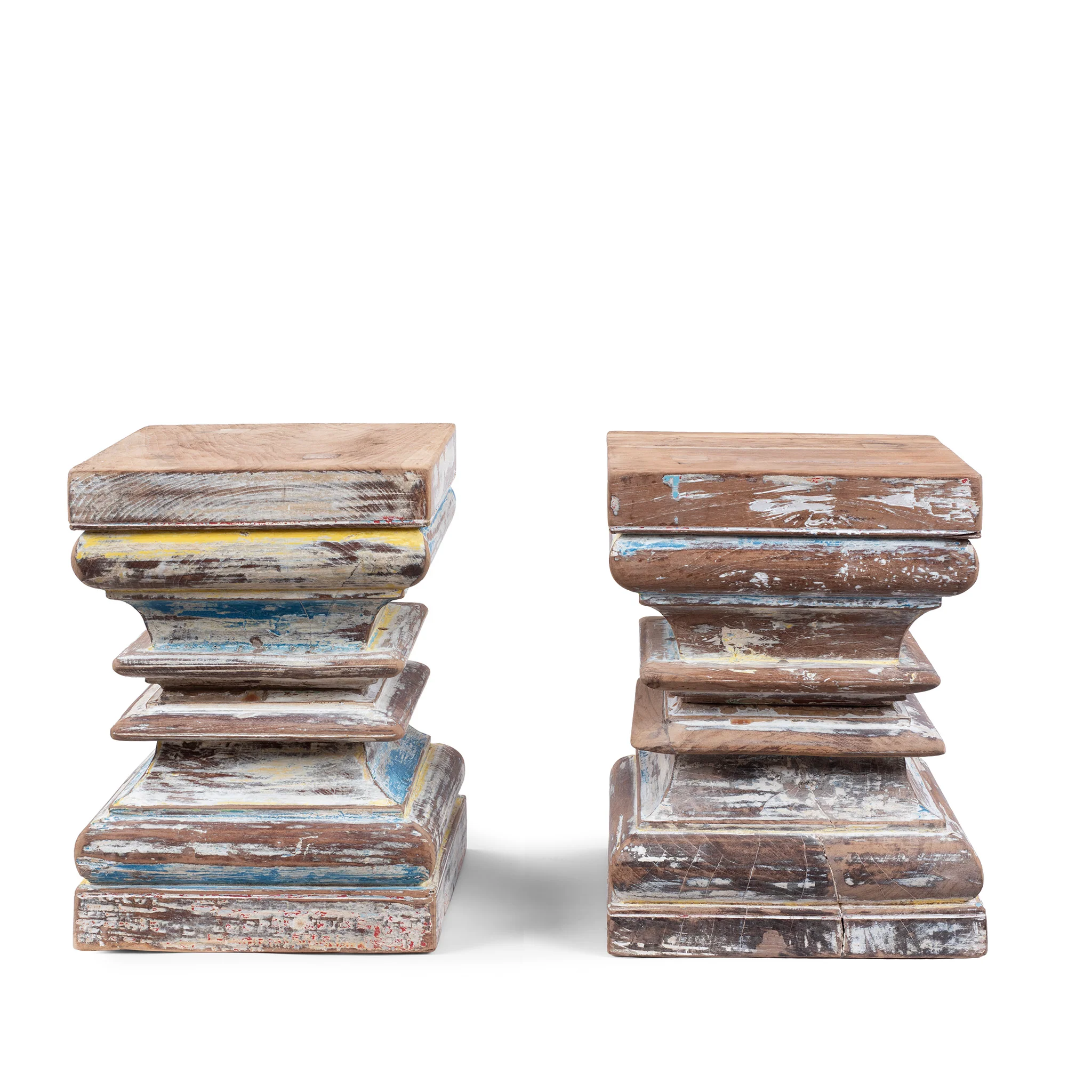 Column Side Table Made From Reclaimed Teak - Image 4