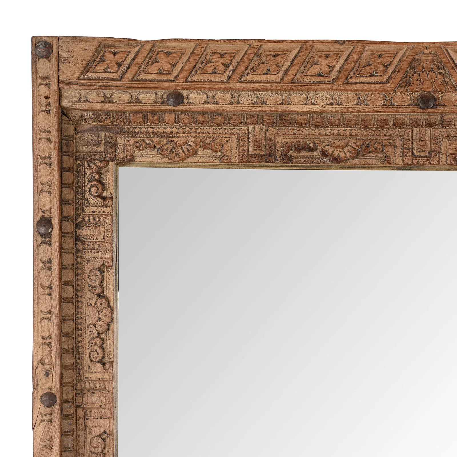 Carved Teak Door Mirror From Nagaur - 19th Century - Image 3