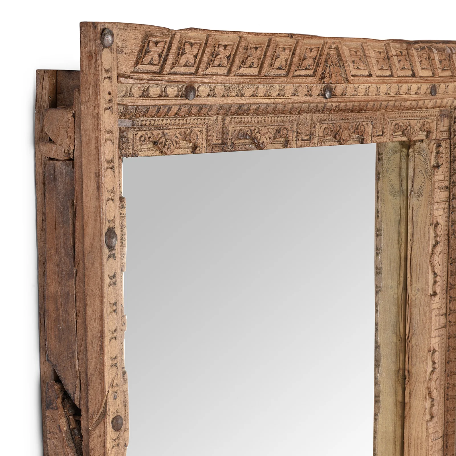 Carved Teak Door Mirror From Nagaur - 19th Century - Image 6