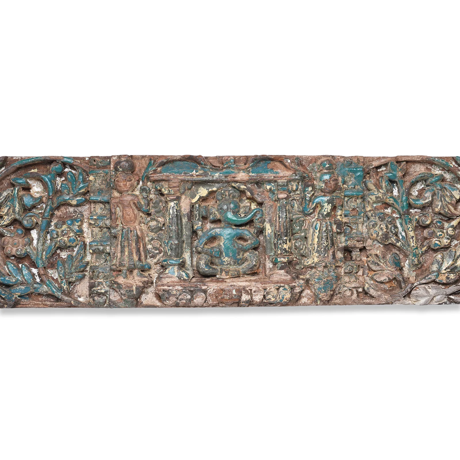Carved Teak Ganesh Lintel Panel From Gujarat - 19th Century - Image 2