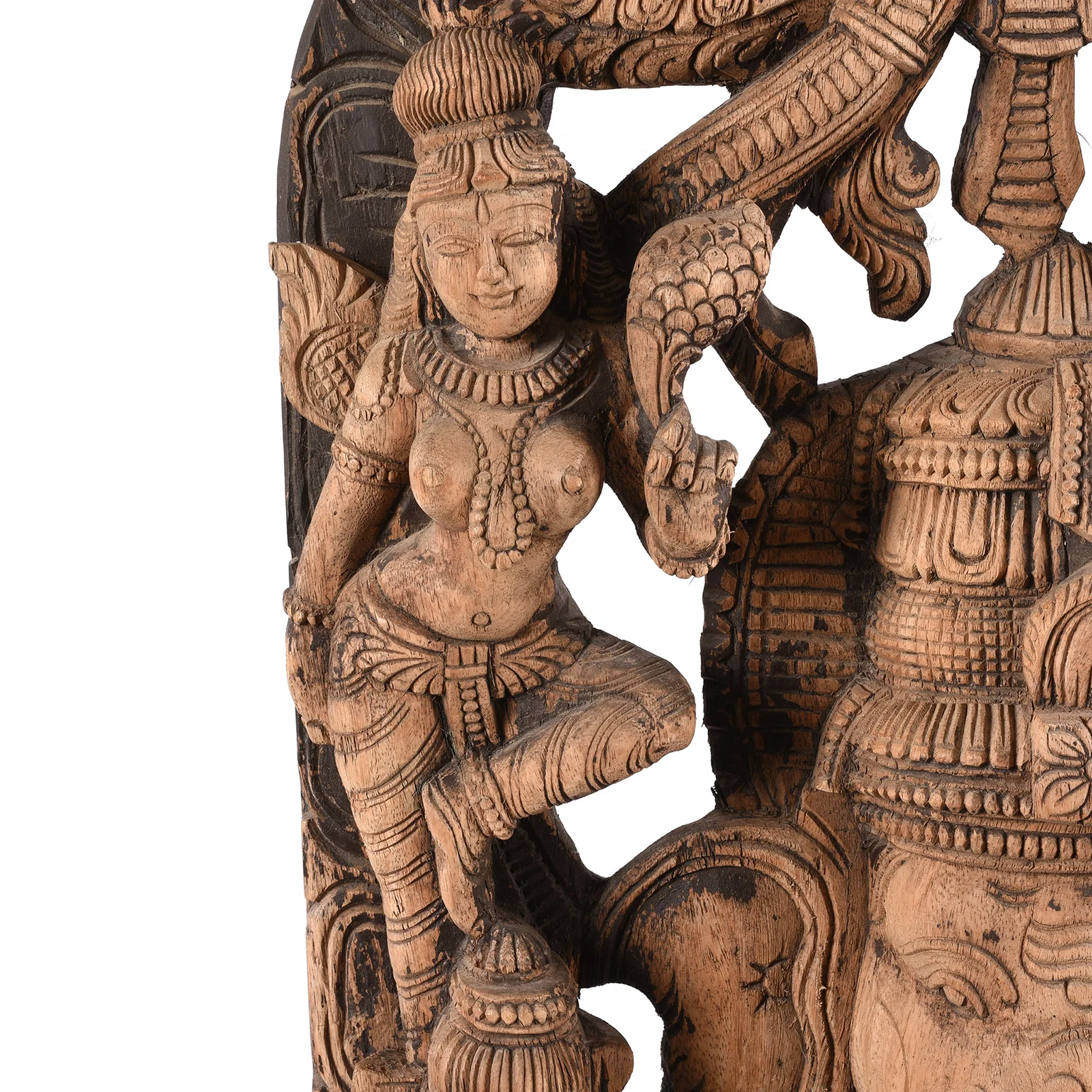 Carved Wood Ganesha Statue From Tamil Nadu - Image 10