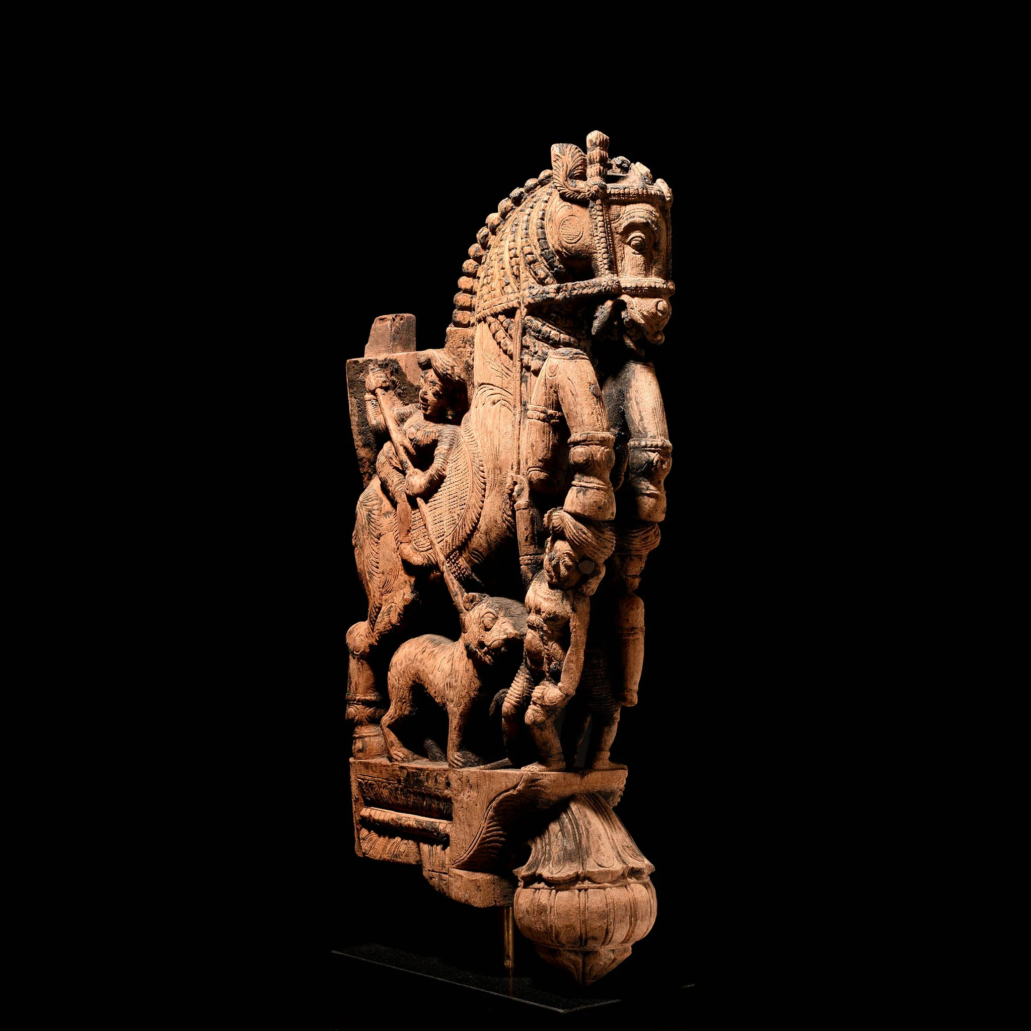 Carved Teak Horse Bracket From South India - 18thC - Image 3
