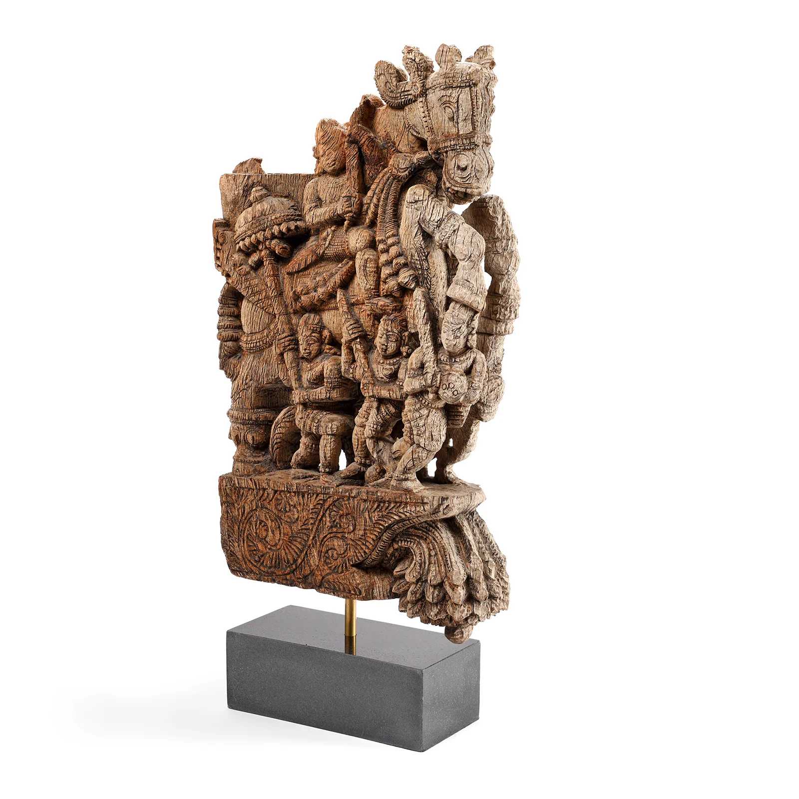 Carved Teak Horse Chariot Carving From Tamil Nadu - 19th Century - Image 2