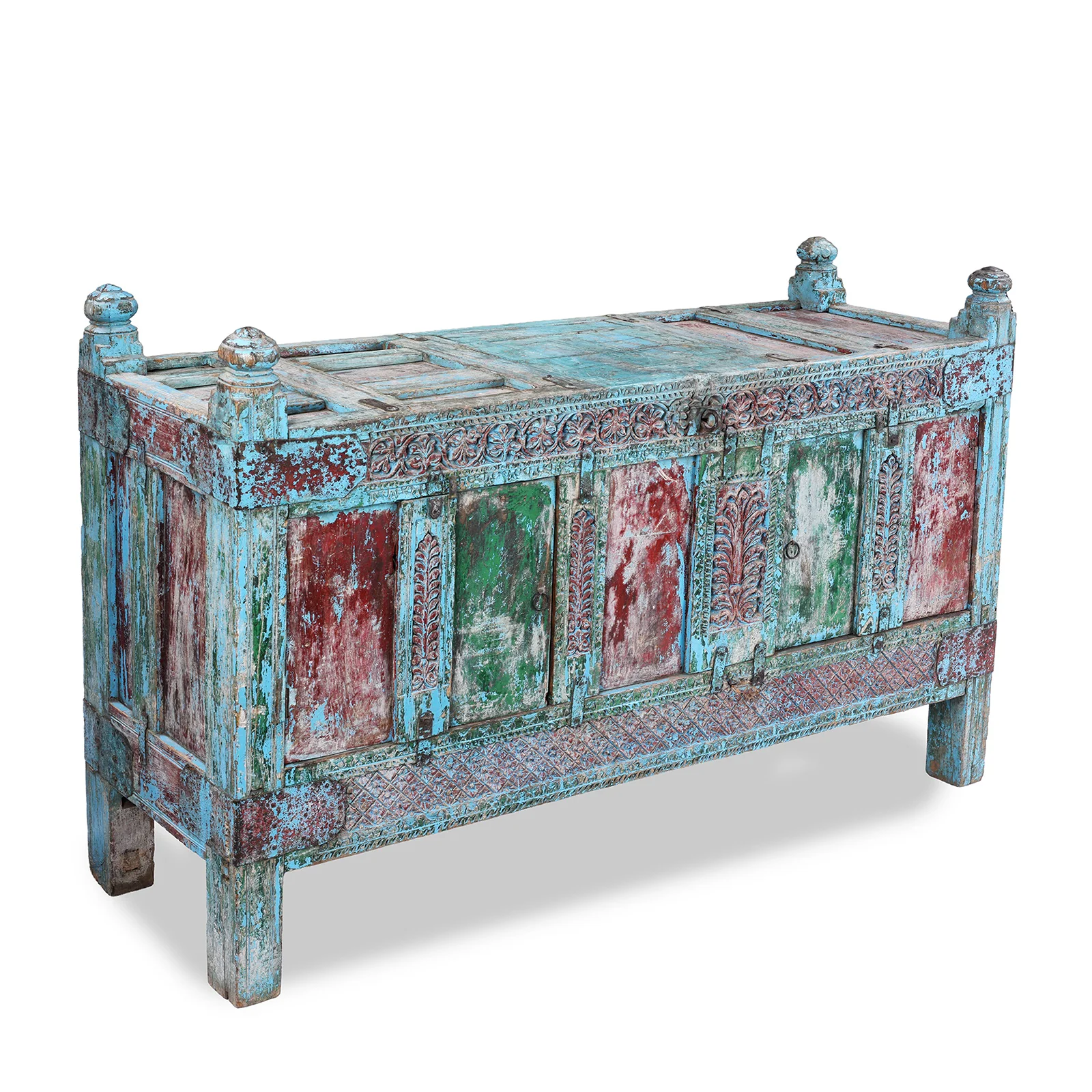Carved Teak Indian Manjus Dowry Chest From Banswara - 19th Century - Image 4