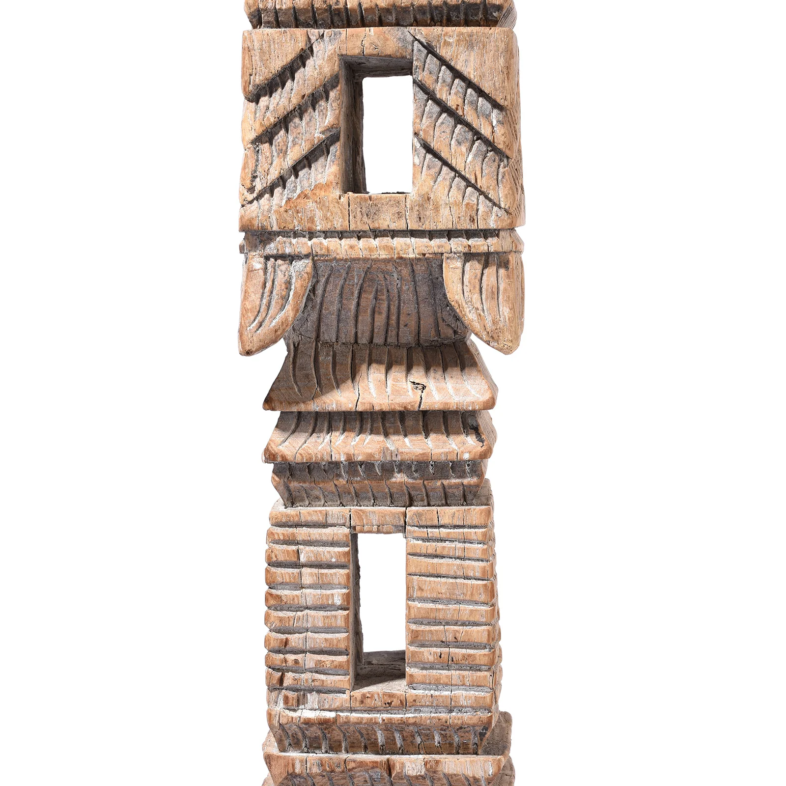 Carved Teak Indian Candlestick Made From An Old Charpoy Leg - 19thC - Image 2