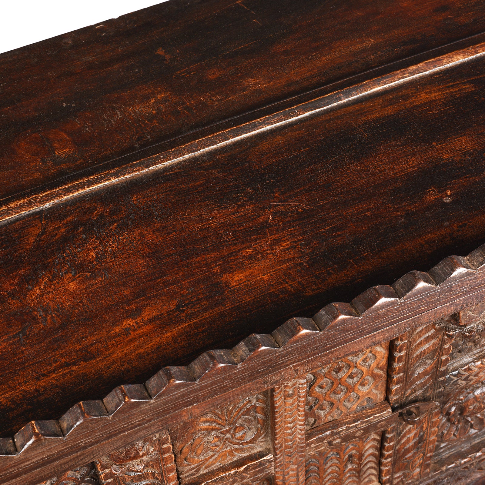 Carved Teak Indian Dowry Chest Majus - 19thC - Image 9