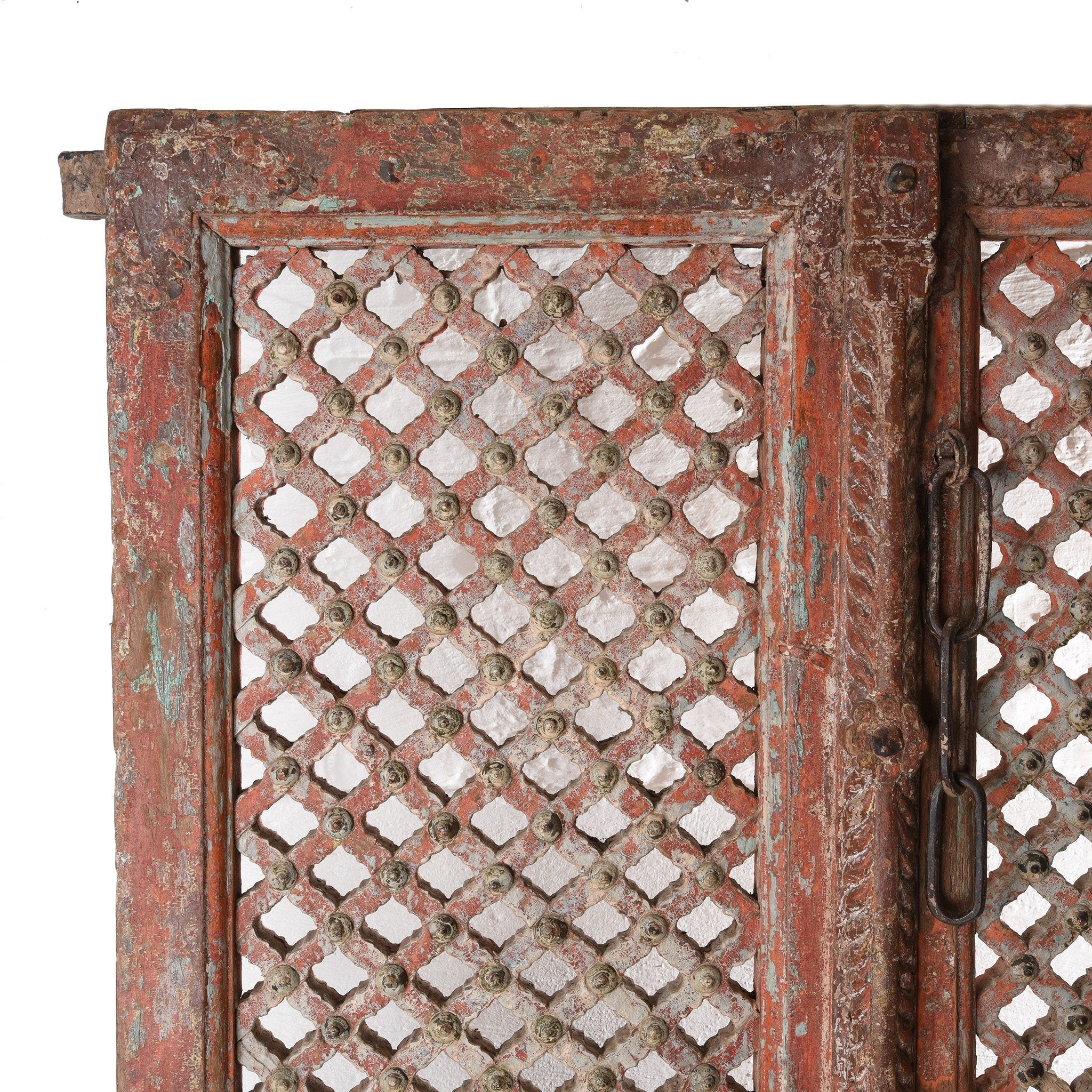 Painted Indian Jali Doors From Patan - 18th Century - Image 3