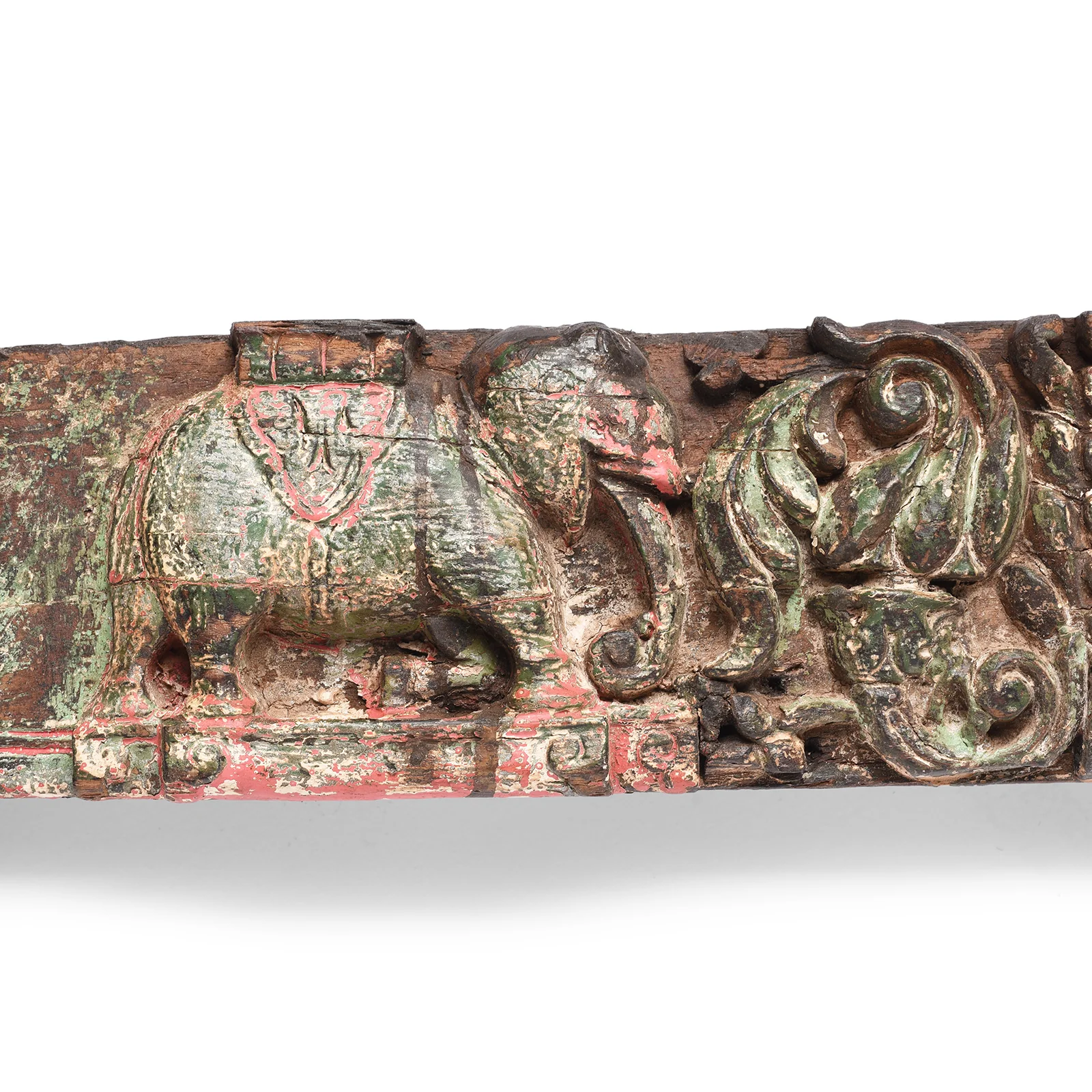 Carved Teak Elephant Lintel Panel From Gujarat - 19th Century - Image 2