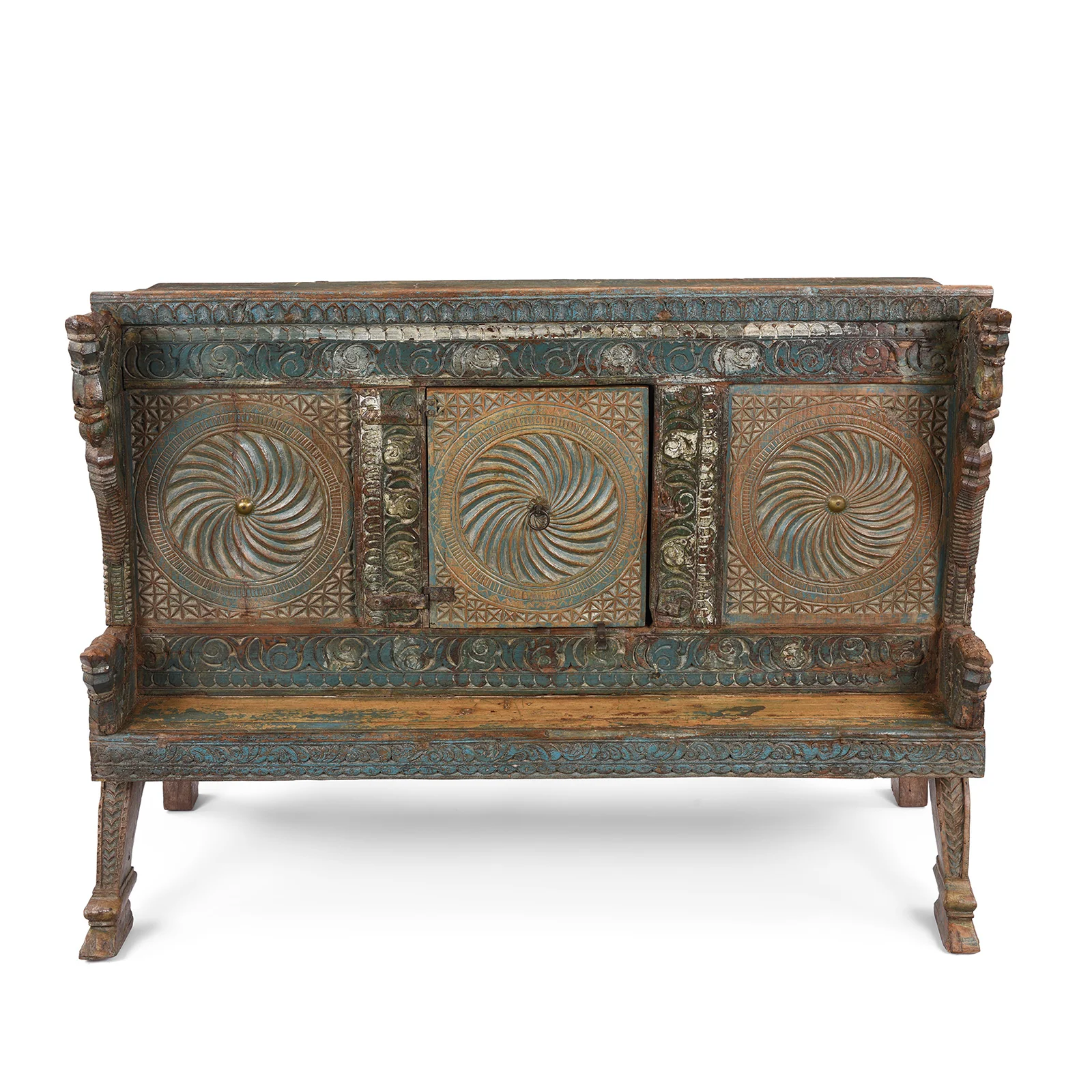 Carved Teak Majus Dowry Chest From Gujarat - 19th Century