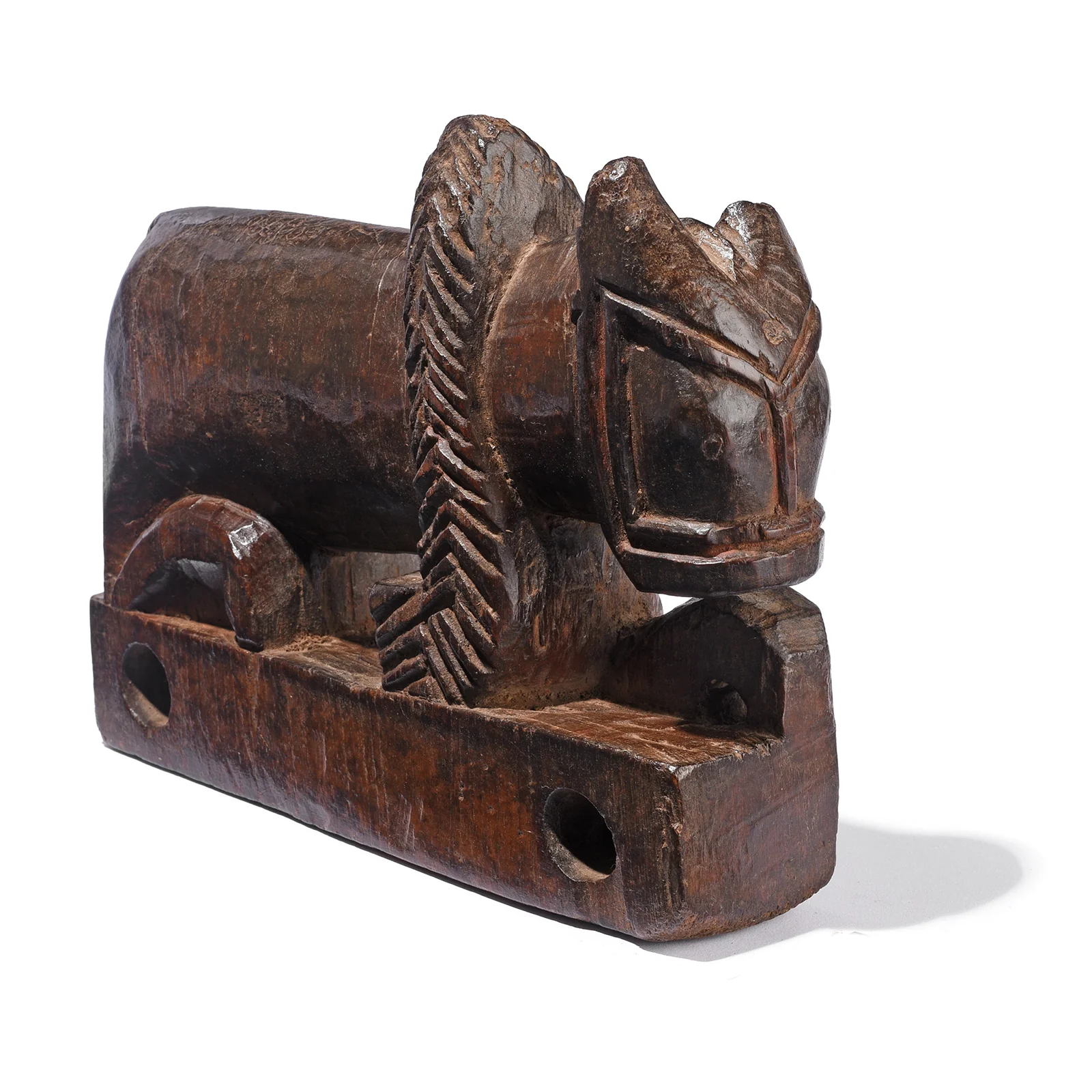 Carved Teak Nandi Bull Toy From Rajasthan - 19th Century - Image 3