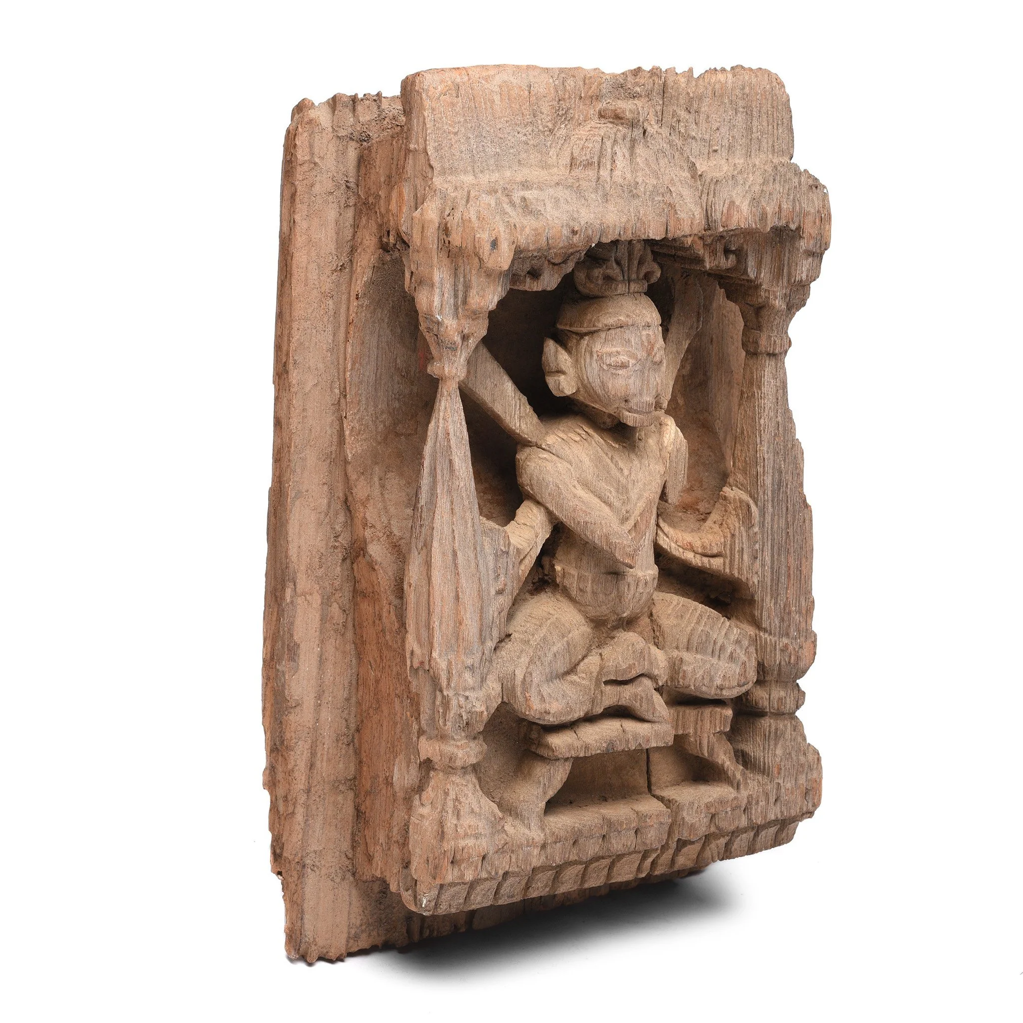 Carved Teak Panel Of Durga From Gujarat - 19thC - Image 2