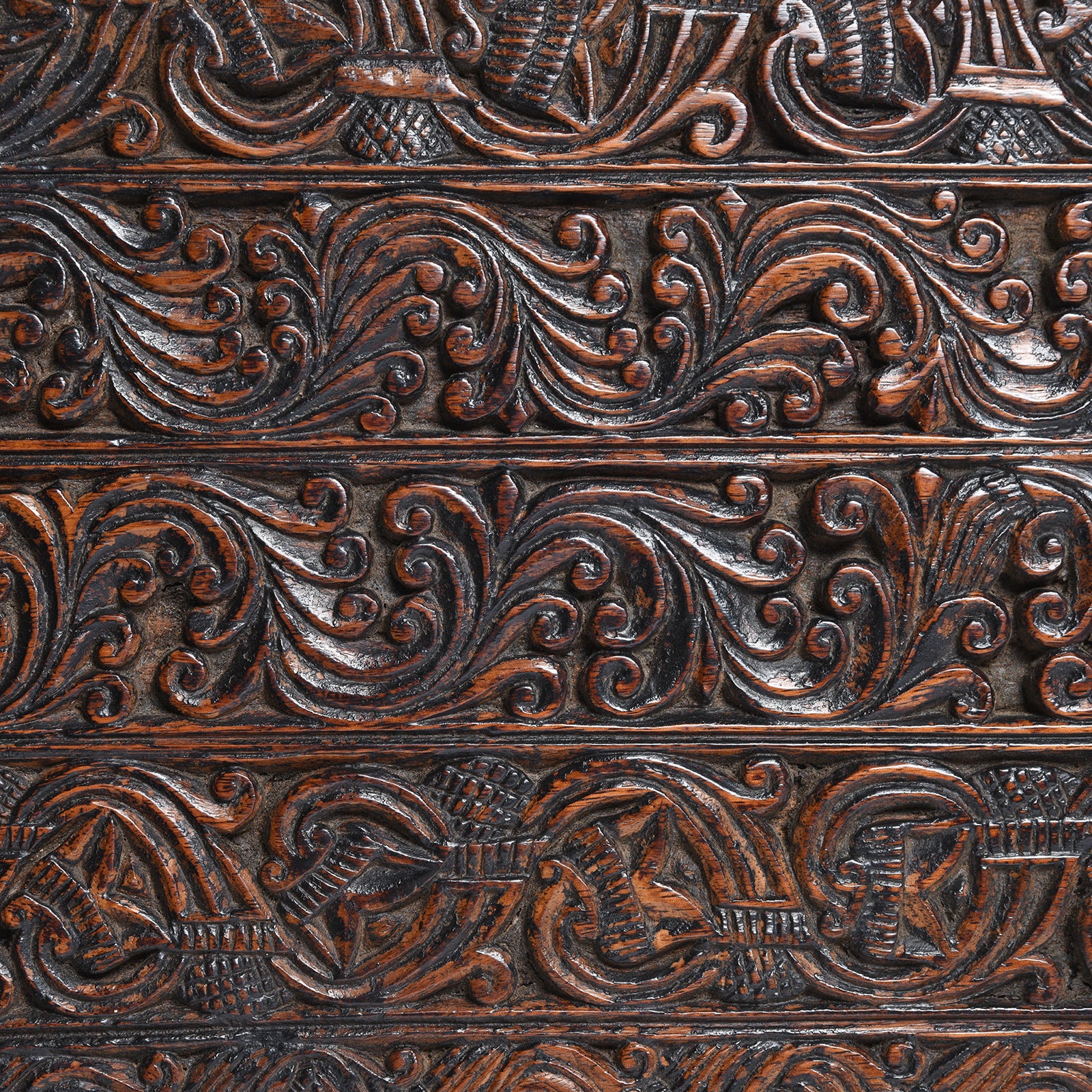 Carved Teak Peacock Lintel Panel From Andra Pradesh - 18thC - Image 4