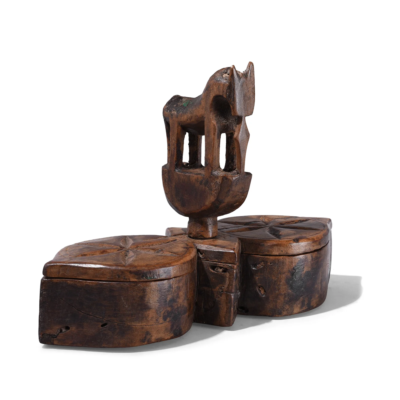 Teak Masala Box From Rajasthan - Ca 1900