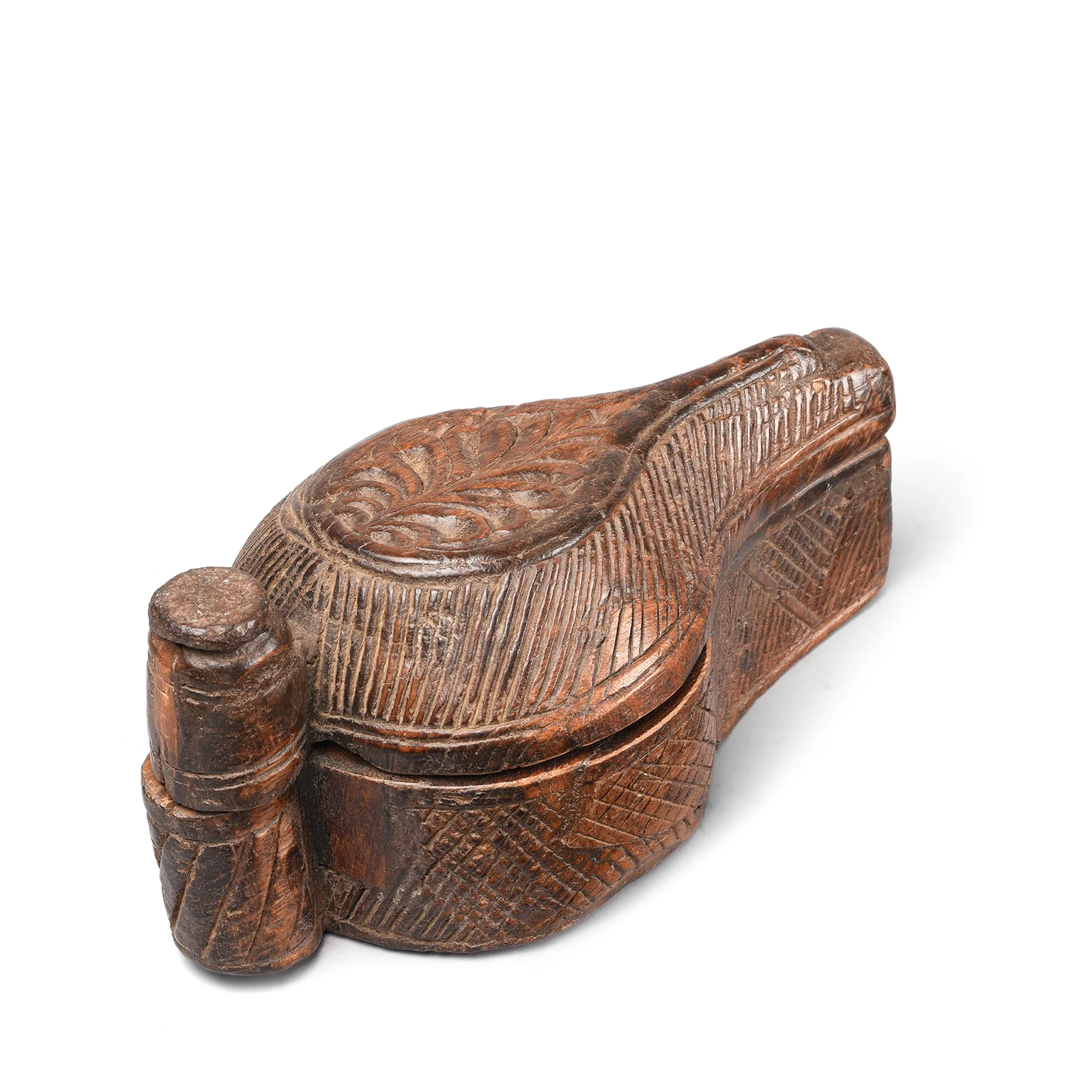 Carved Teakwood Tikka Box From Banswara - 19th Century - Image 4