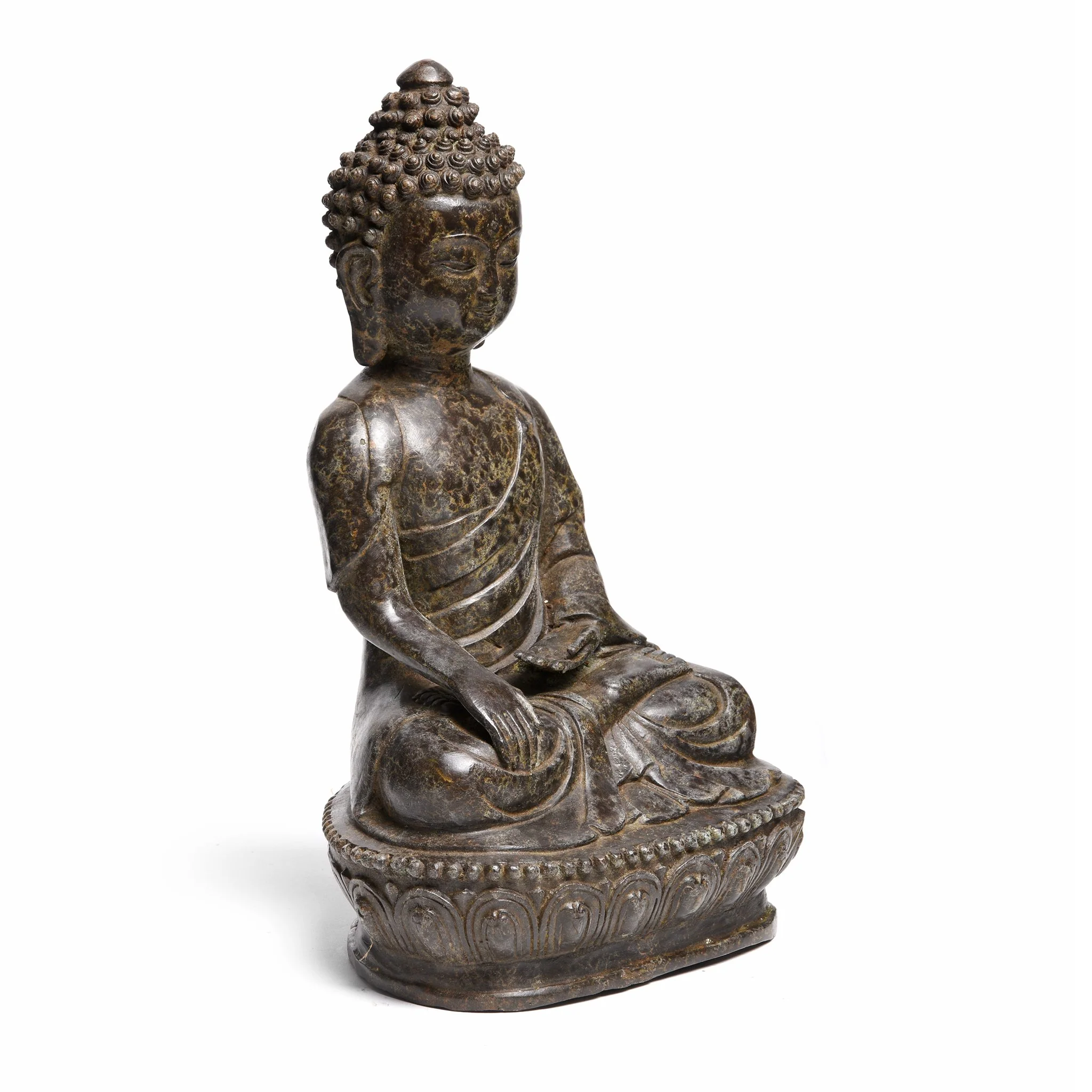 Cast Bronze Sitting Buddha Statue - Bhumisparsha Mudra - Image 3