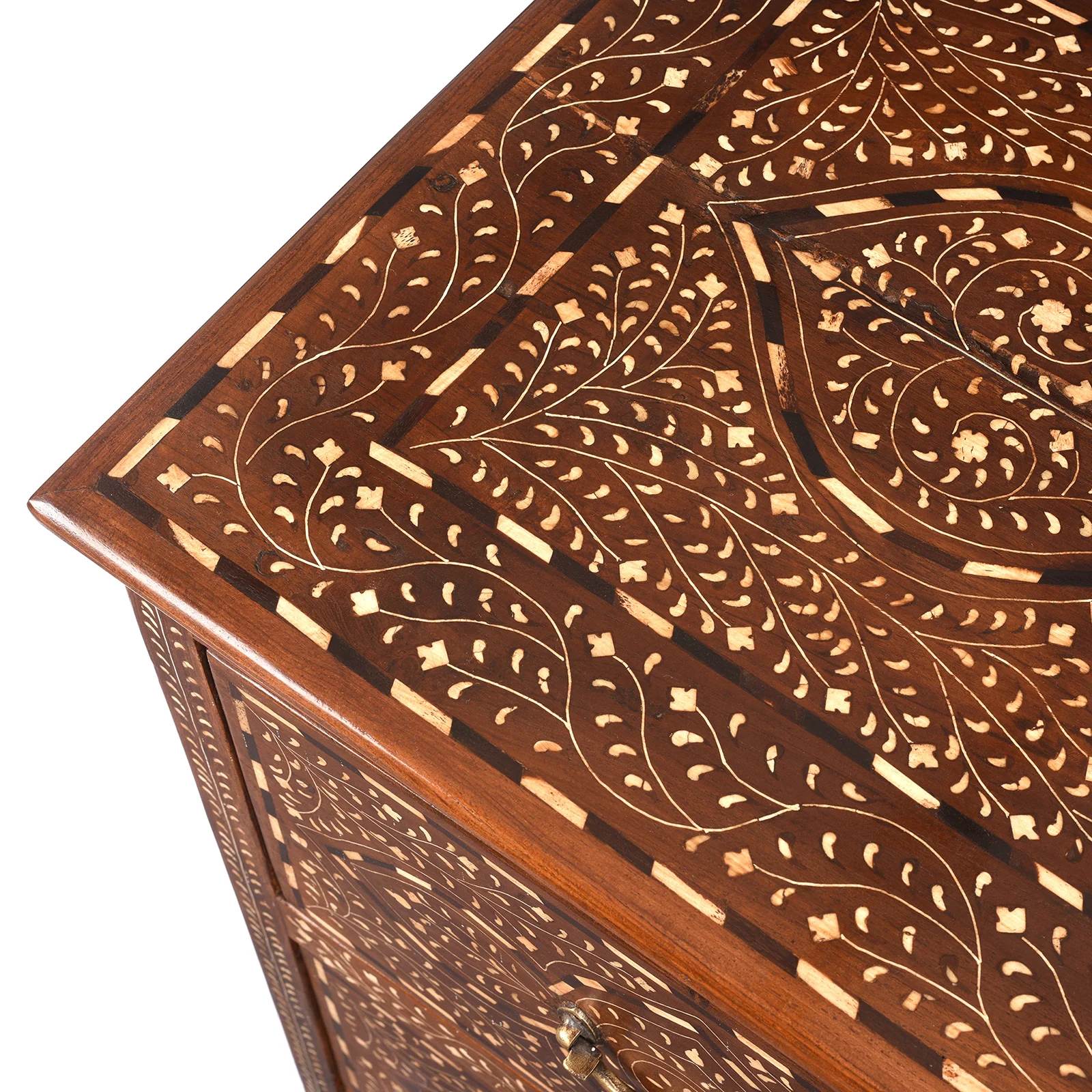 Bone Inlaid Teak Chest Of Drawers - Ca 1920 - Image 10