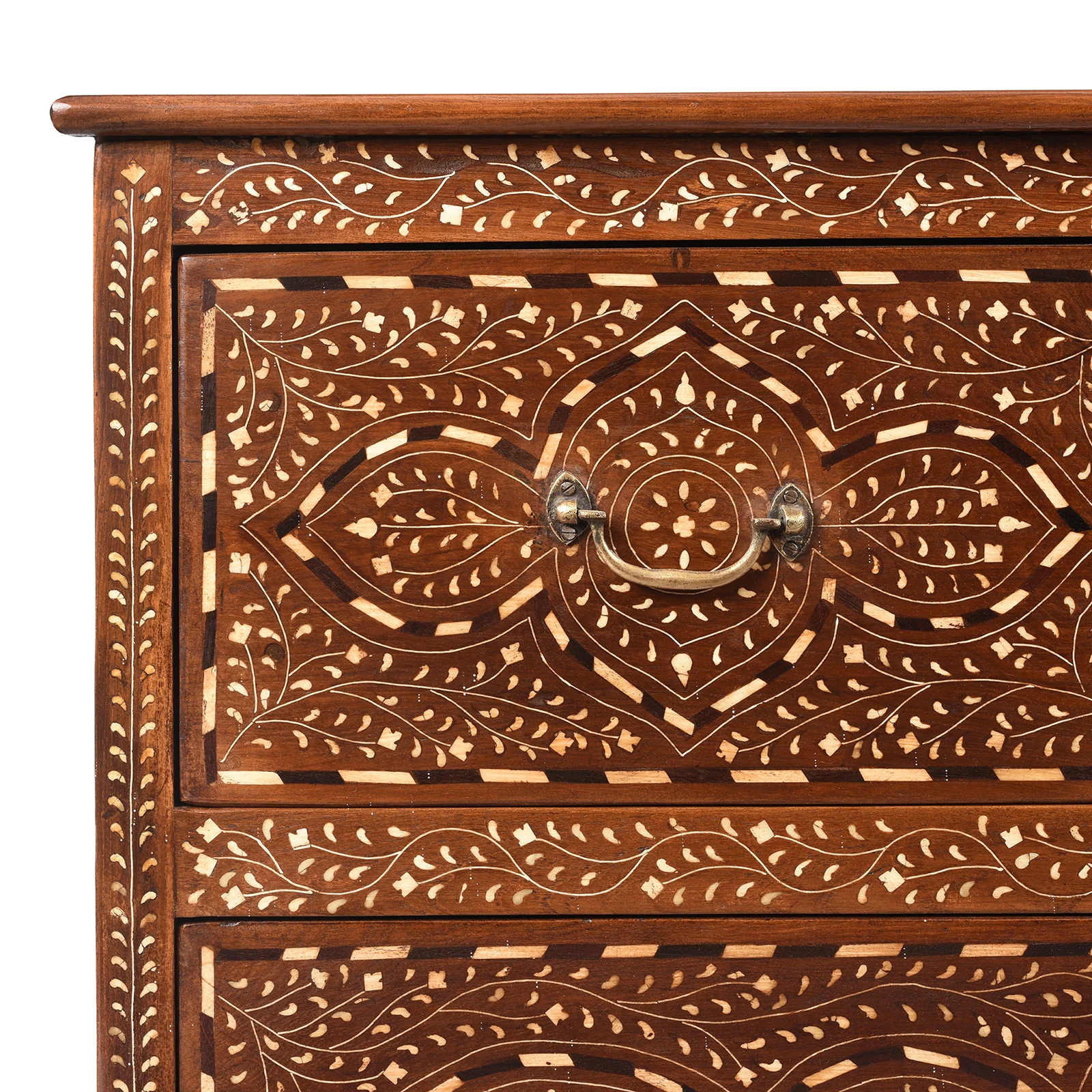 Bone Inlaid Teak Chest Of Drawers - Ca 1920 - Image 6