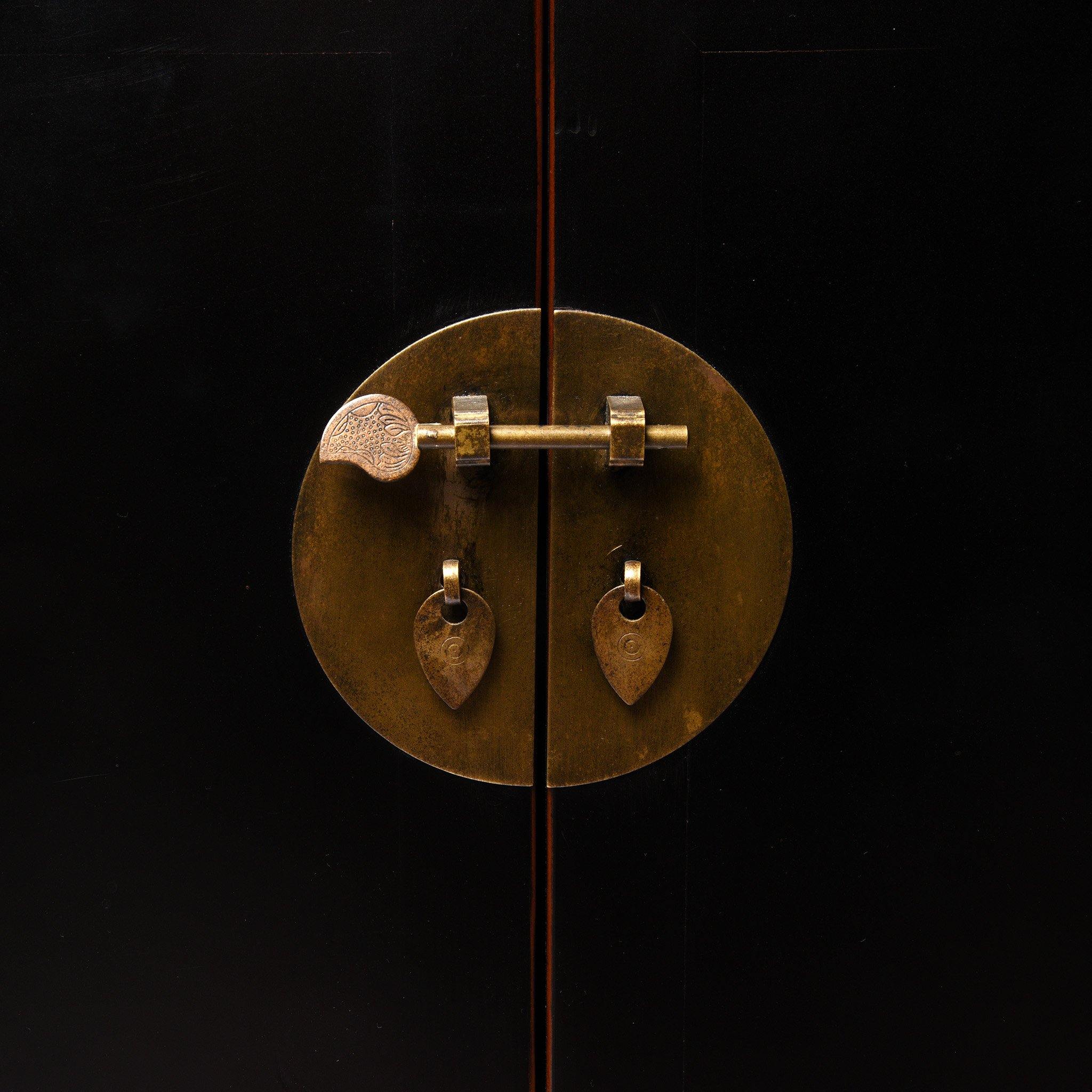 Chinese Black Lacquer Side Cabinet - Image 7