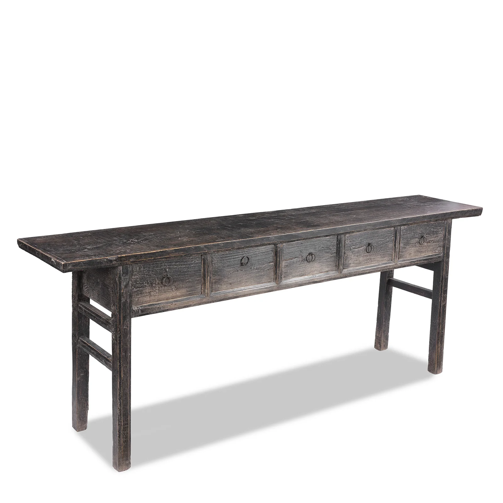 Black Lacquer Console Table With 5 Drawers - 19th Century - Image 3