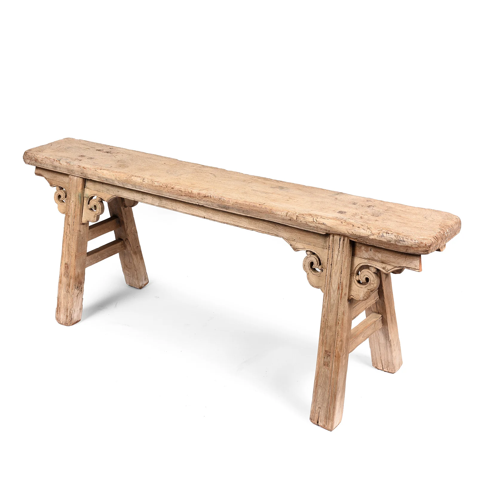 Chinese Elm Spring Bench - Shanxi Province - 19thC - Image 5