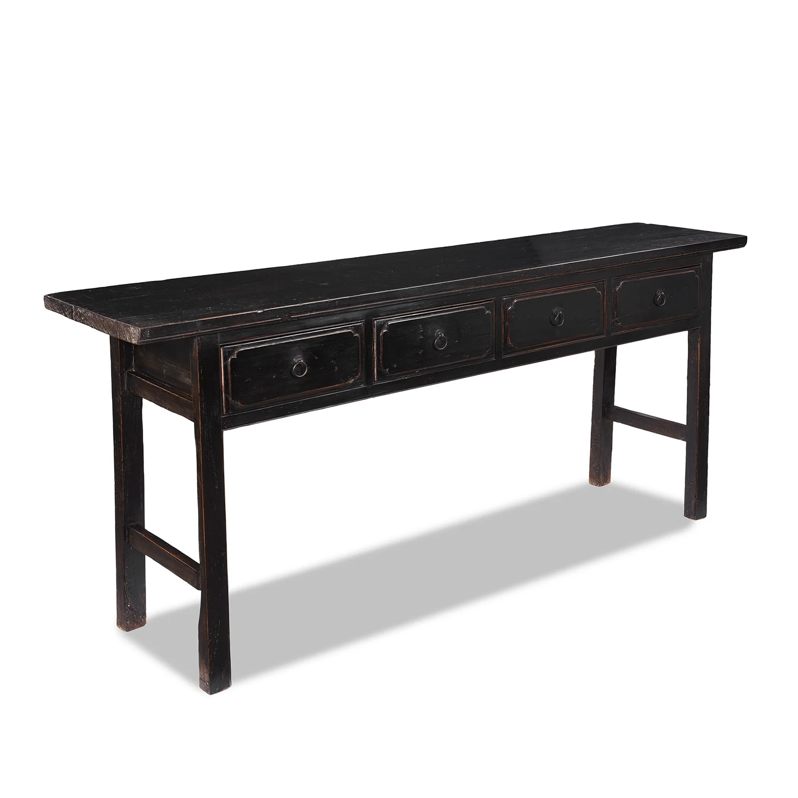 Black Lacquer 4 Drawer Console Table - Late 19th Century - Image 2