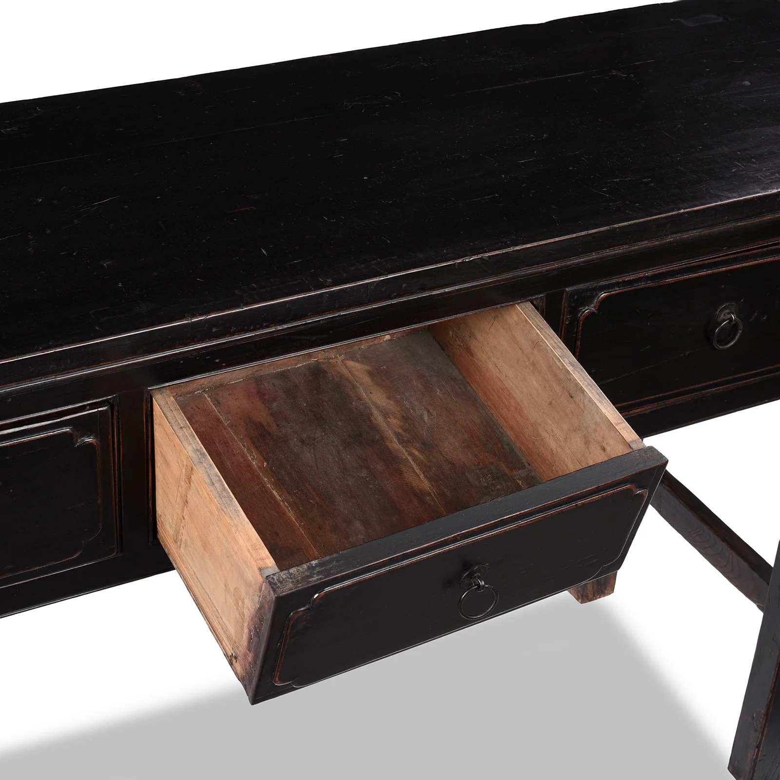 Black Lacquer 4 Drawer Console Table - Late 19th Century - Image 6