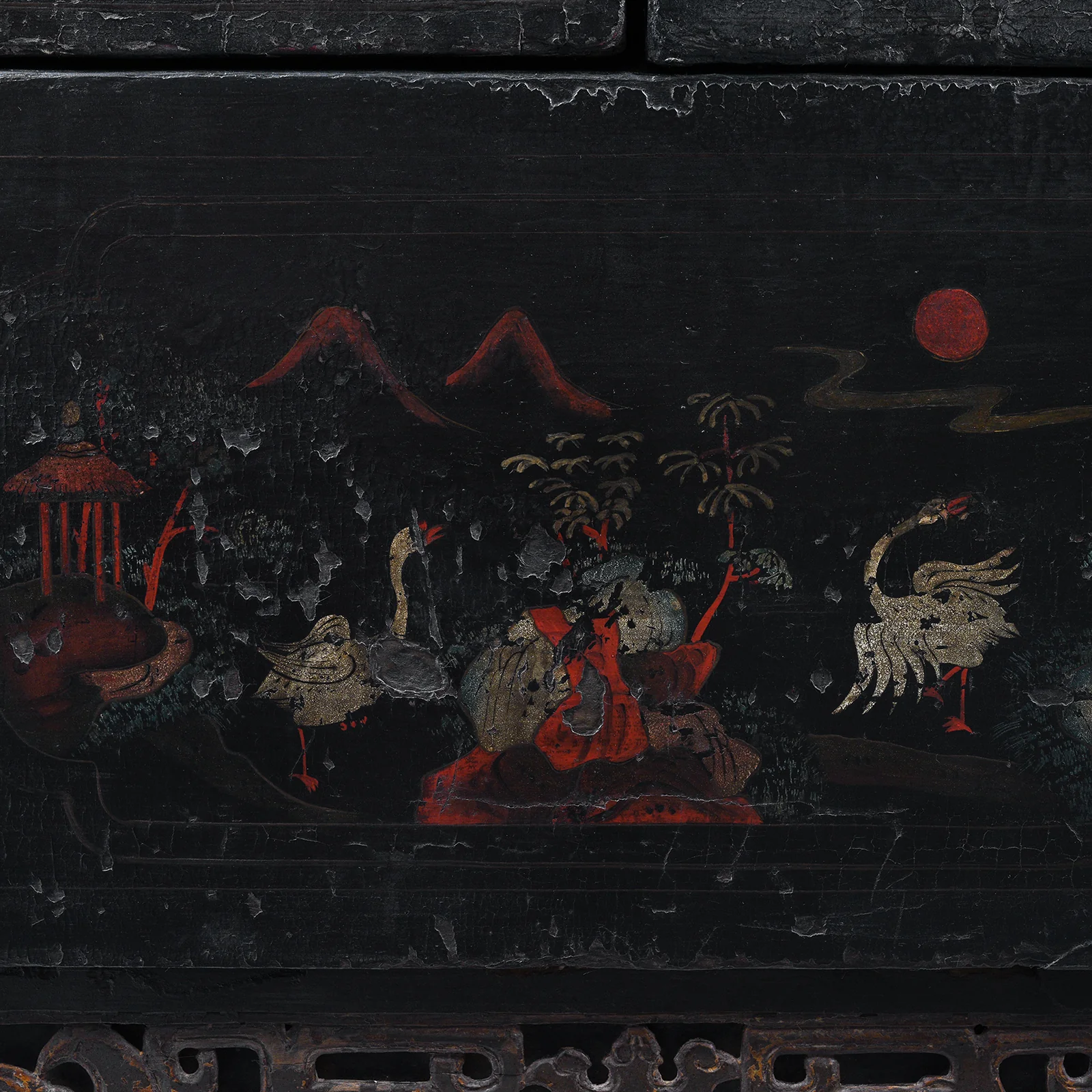 Black Lacquer Wedding Cabinet From Shanxi  -19th Century - Image 11
