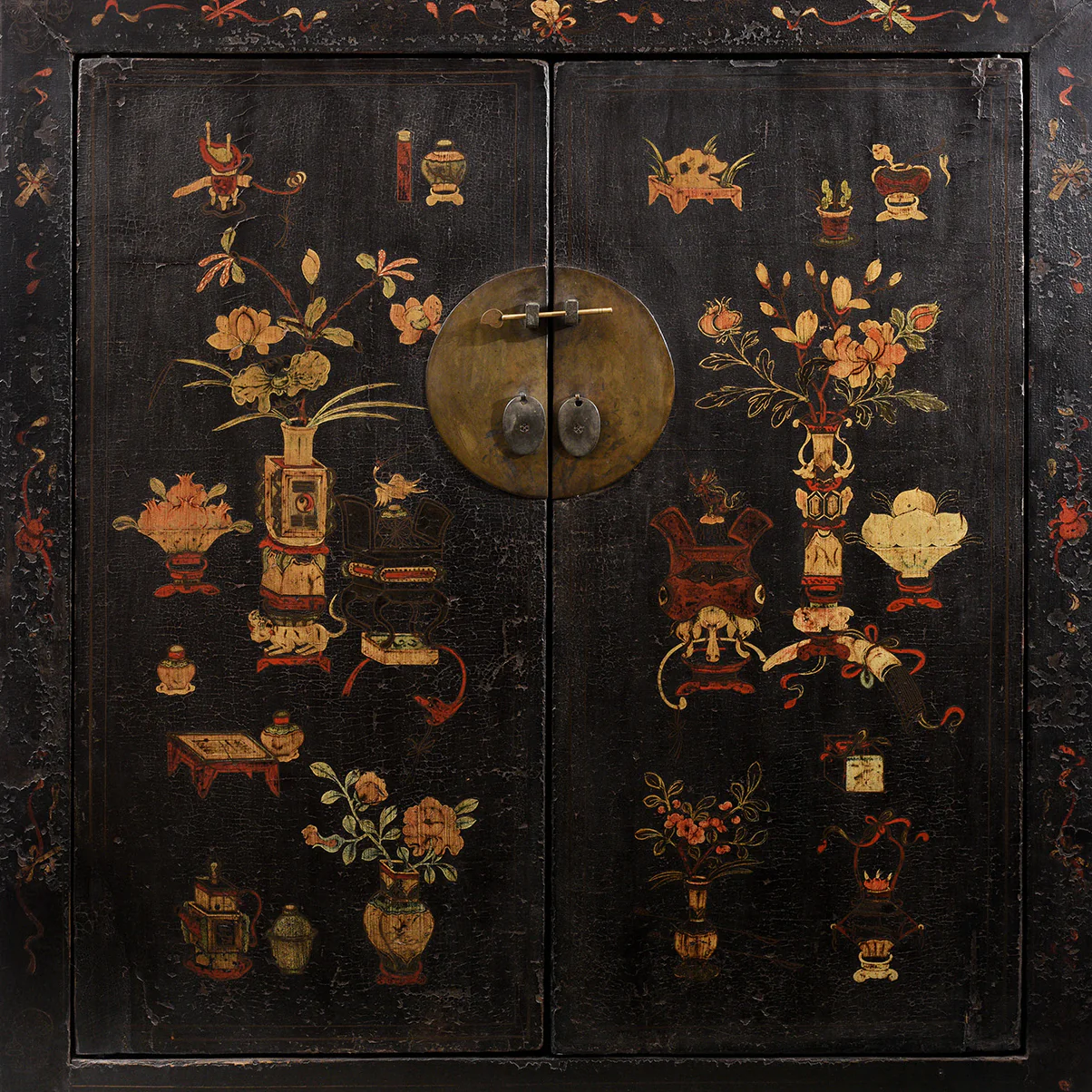 Black Lacquer Wedding Cabinet From Shanxi  -19th Century - Image 4