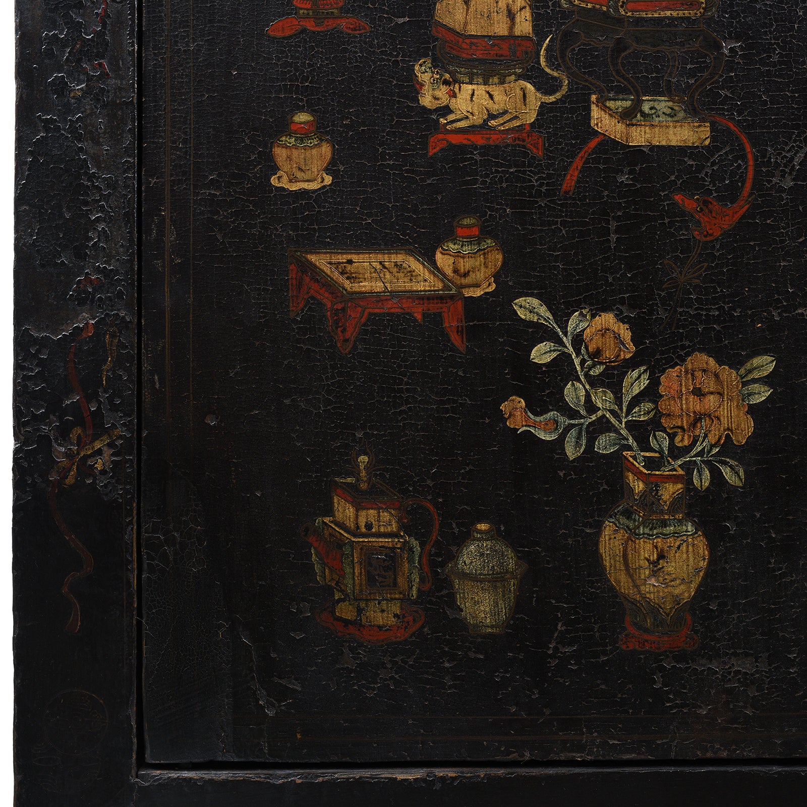 Black Lacquer Wedding Cabinet From Shanxi  -19th Century - Image 9
