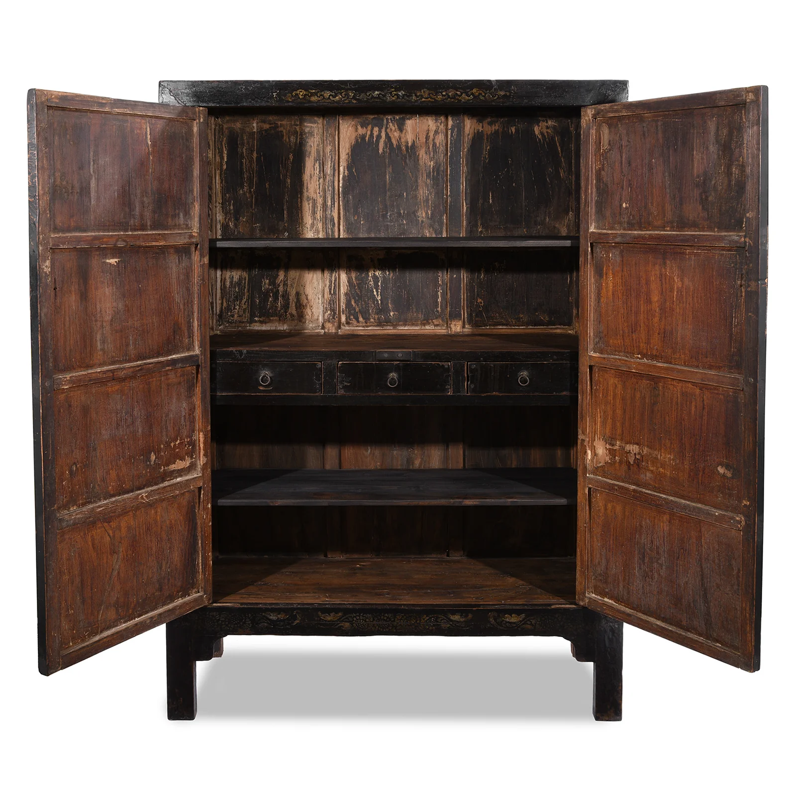 Black Lacquer Wedding Cabinet From Shanxi  -19th Century - Image 5