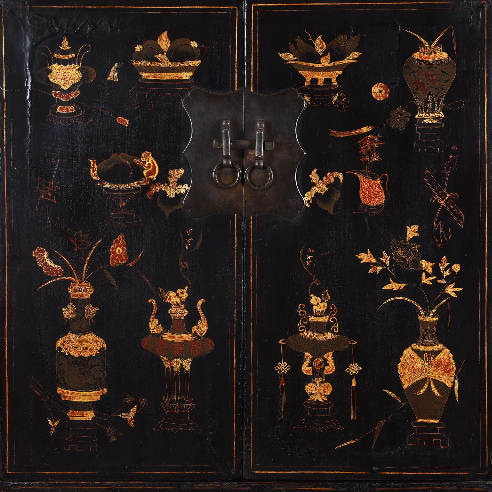 Black Lacquer Wedding Cabinet From Shanxi - 19th Century - Image 3