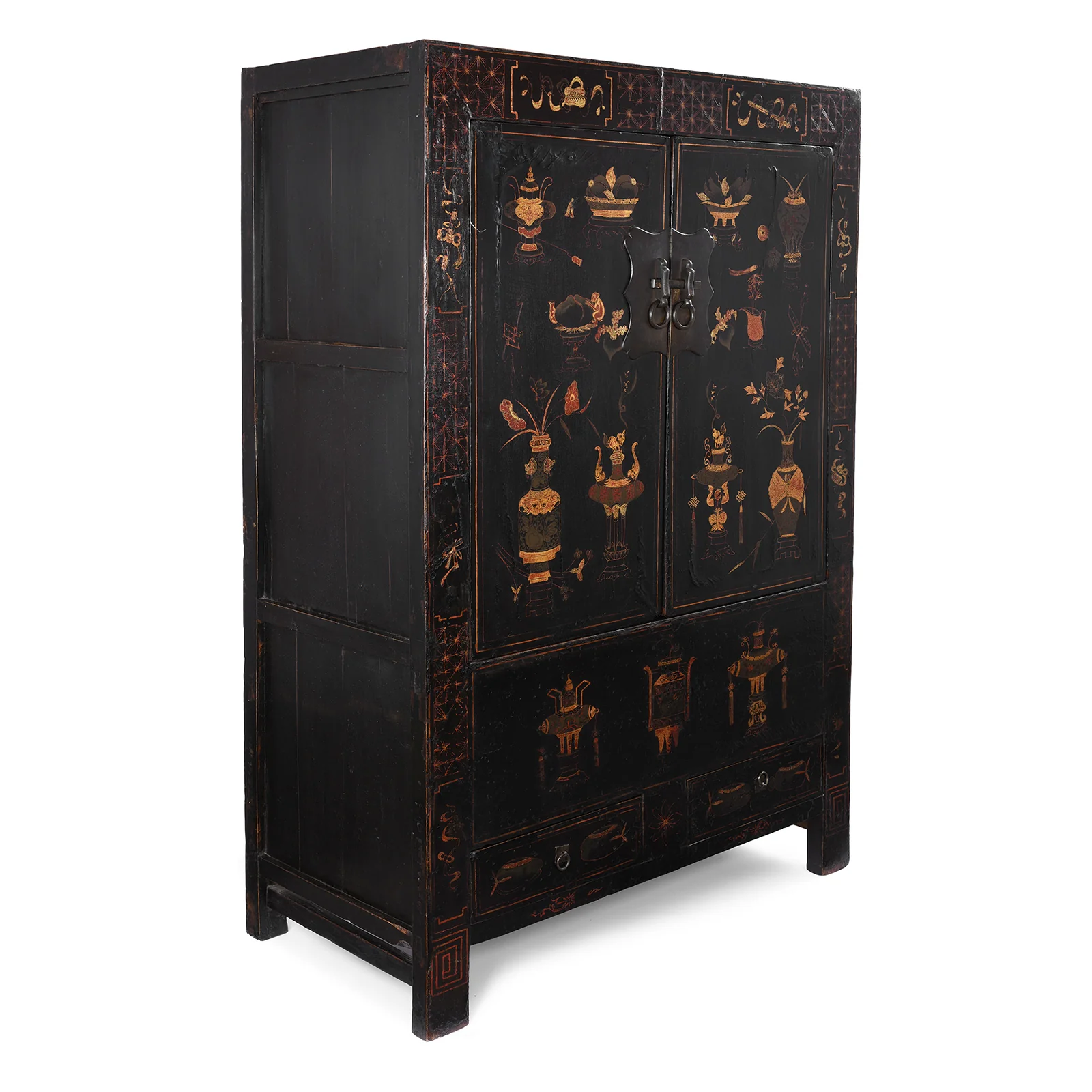 Black Lacquer Wedding Cabinet From Shanxi - 19th Century - Image 4