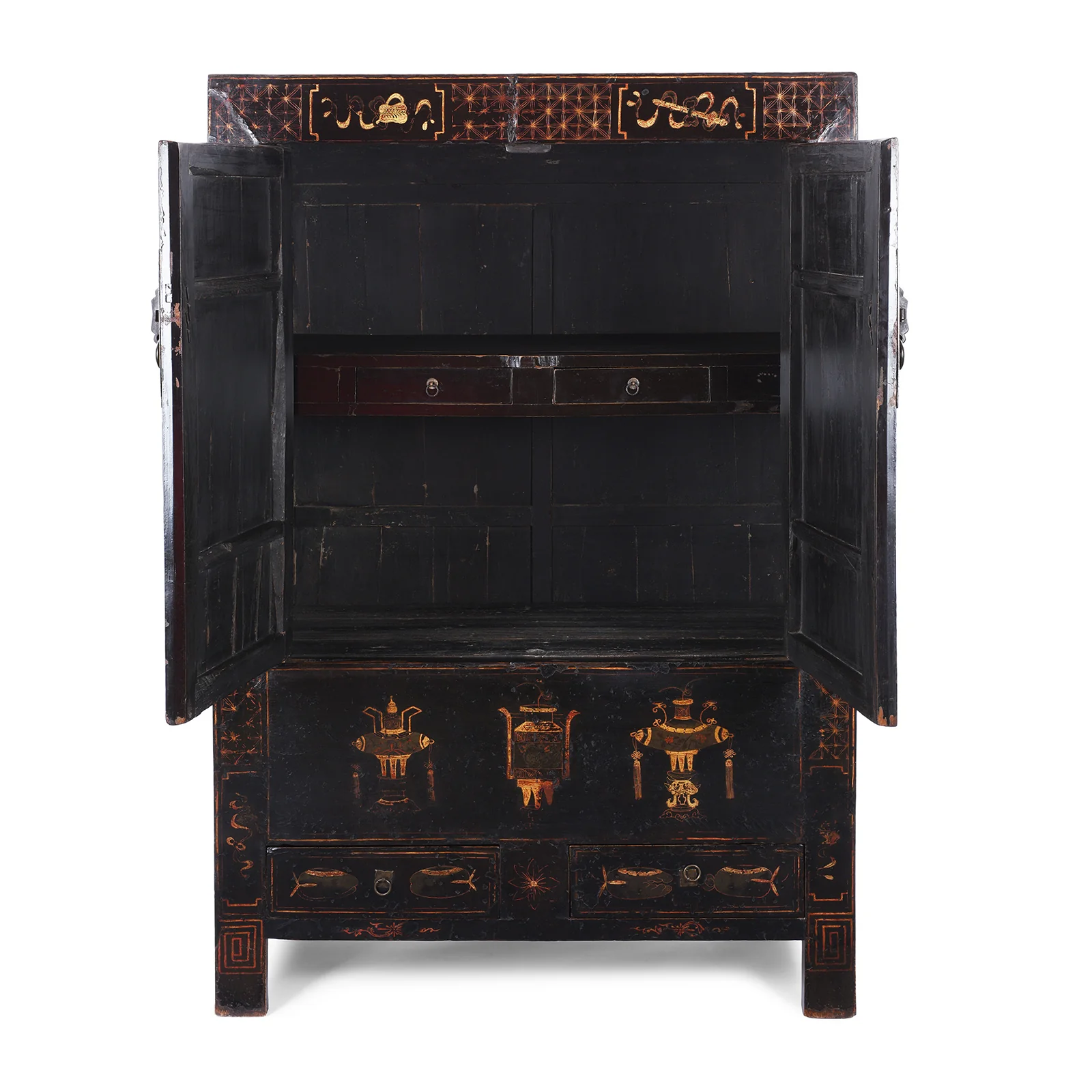 Black Lacquer Wedding Cabinet From Shanxi - 19th Century - Image 5
