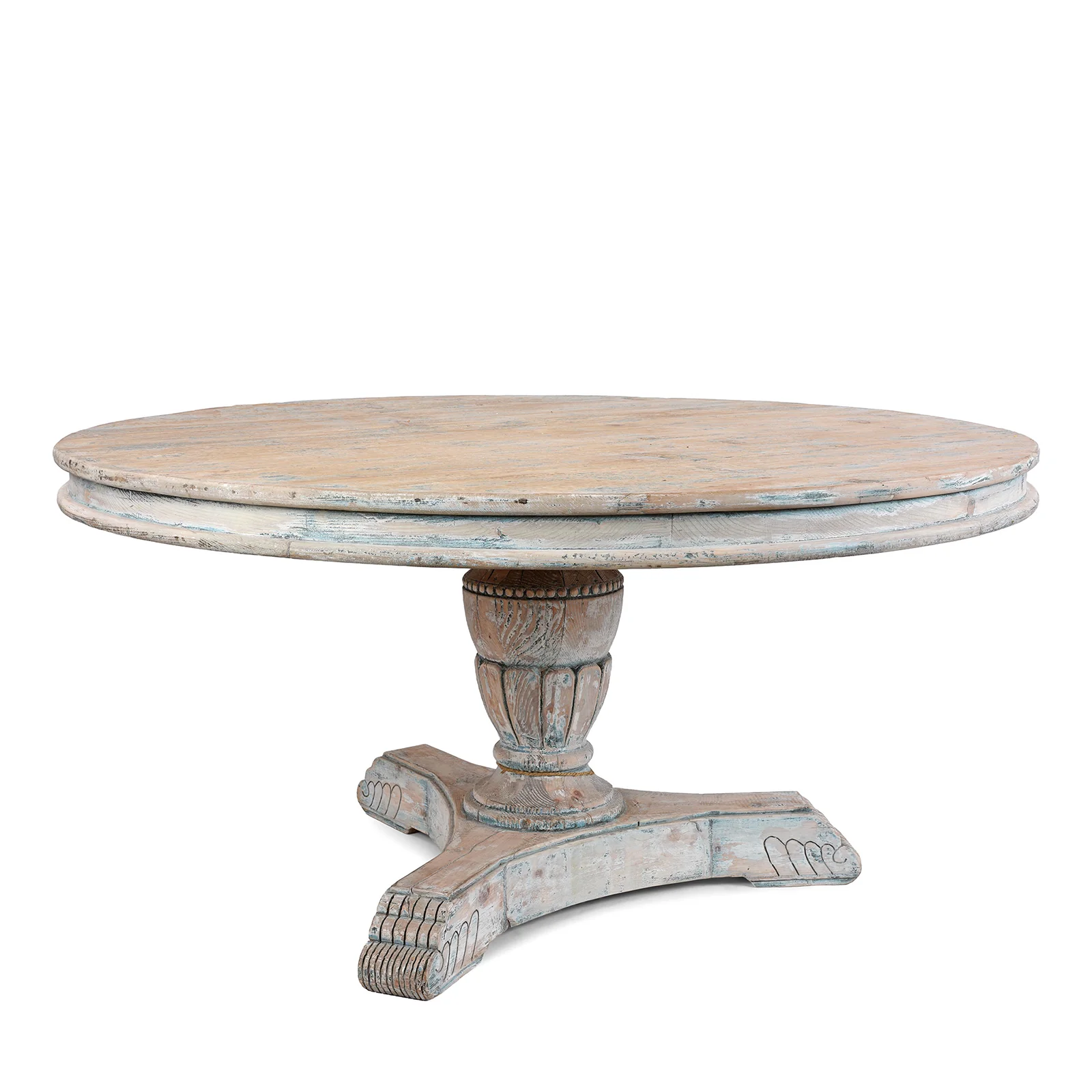 Round Pedestal Dining Table Made From Old Painted Pine