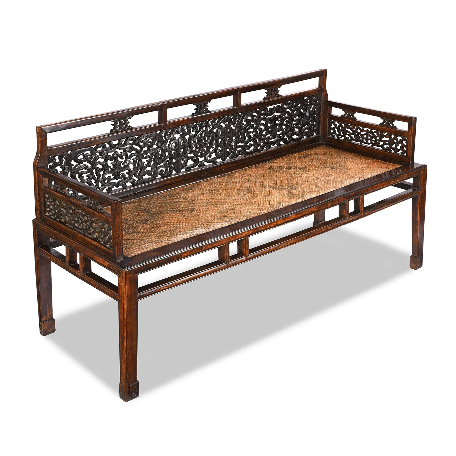 Chinese Caned Bench Qing Dynasty - Ca 1910