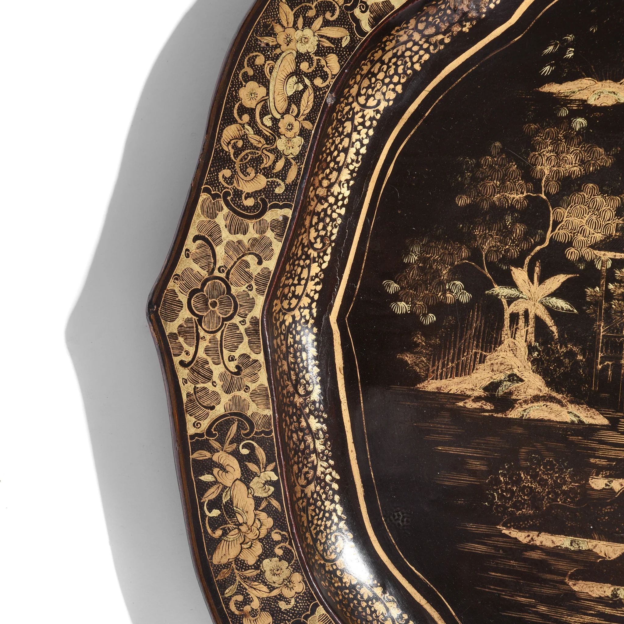 Chinese Export Black Lacquer Papiermache Tray - Early 19thC - Image 3