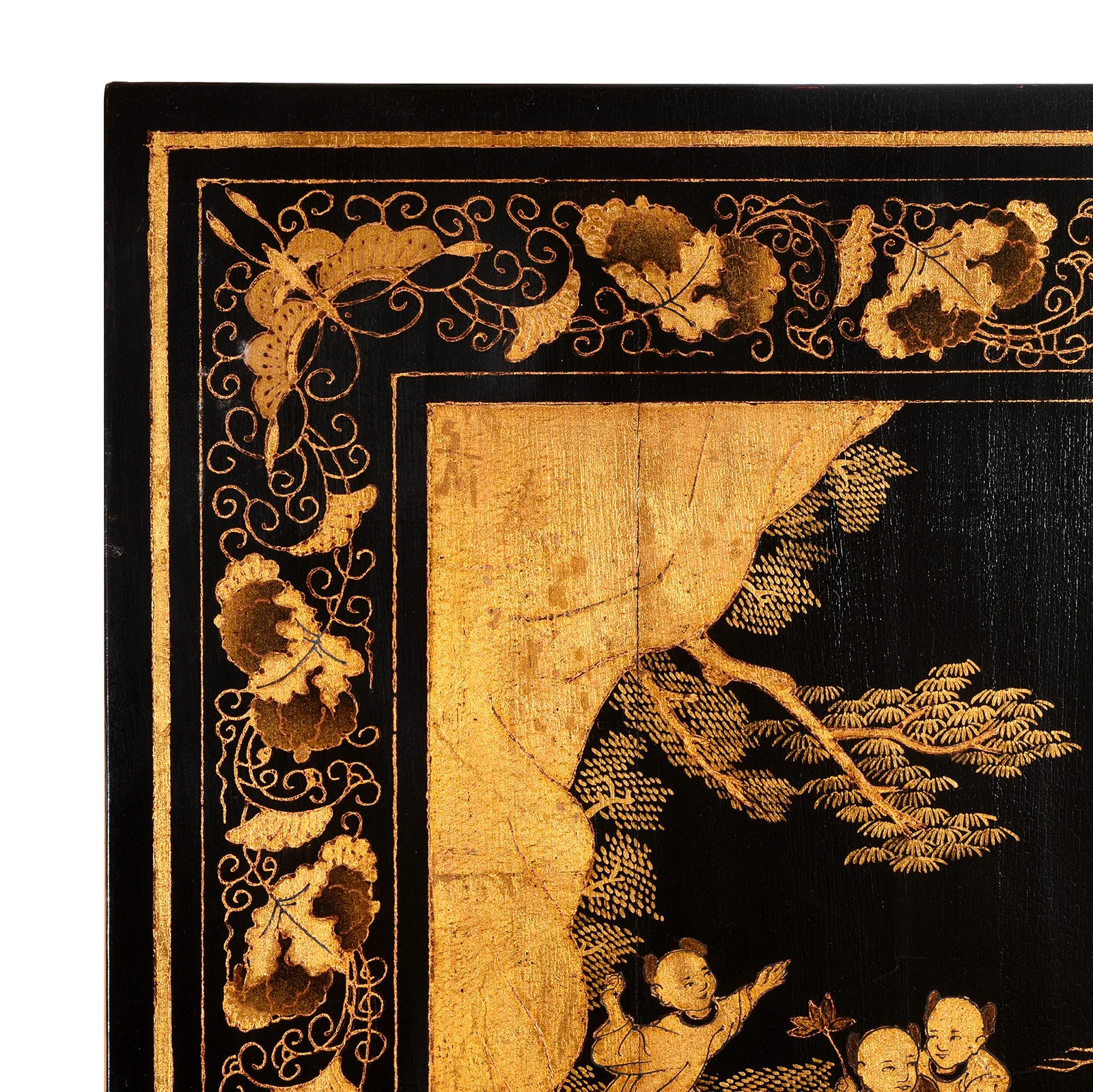 Chinese Black Lacquer Folding Screen - Ca 1980 - Image 4