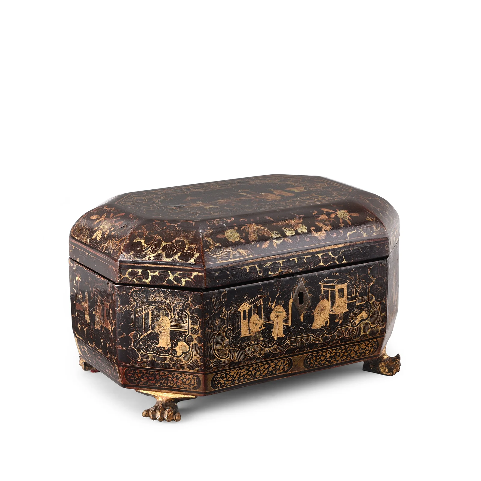 Chinese Export Black Lacquer Tea Caddy - 19th Century - Image 2