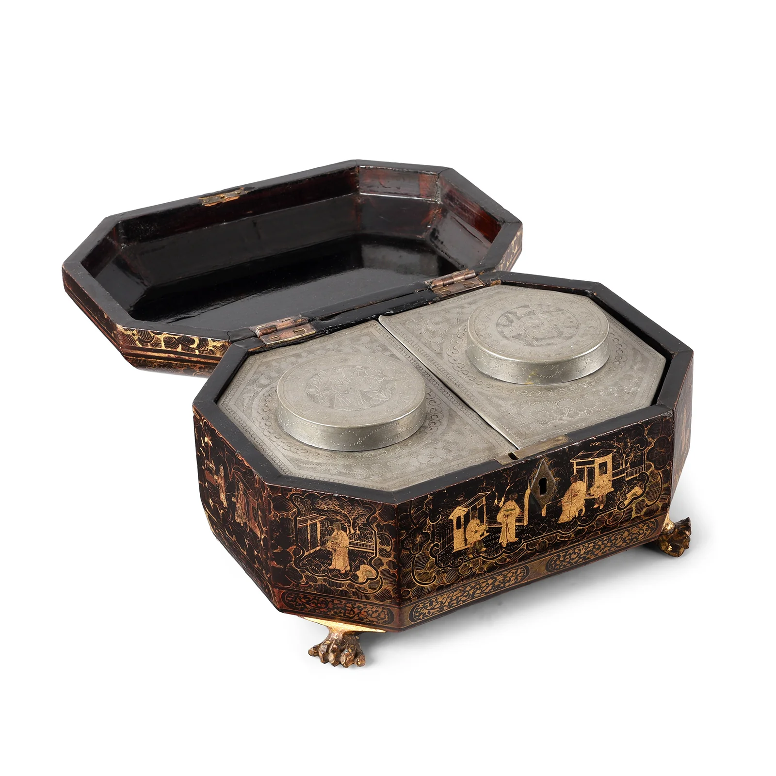 Chinese Export Black Lacquer Tea Caddy - 19th Century - Image 3