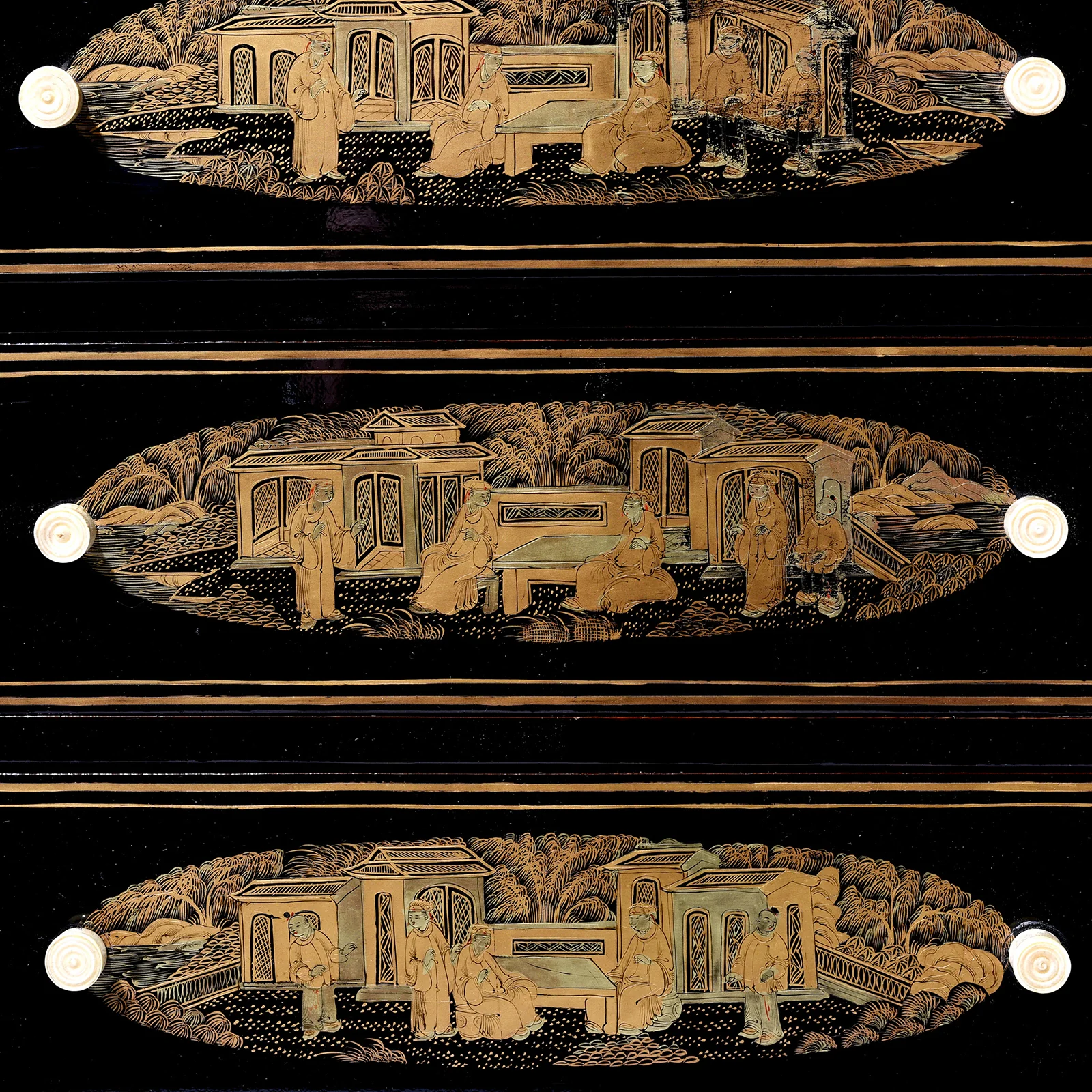 Gilt Black Lacquer Chinese Export Jewellery Cabinet - Early 19thC - Image 10